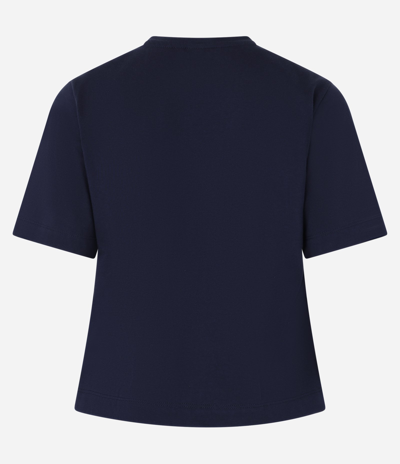 Blusa T-Shirt em Algodão com Bordado Floral na Barra Azul Escuro 7