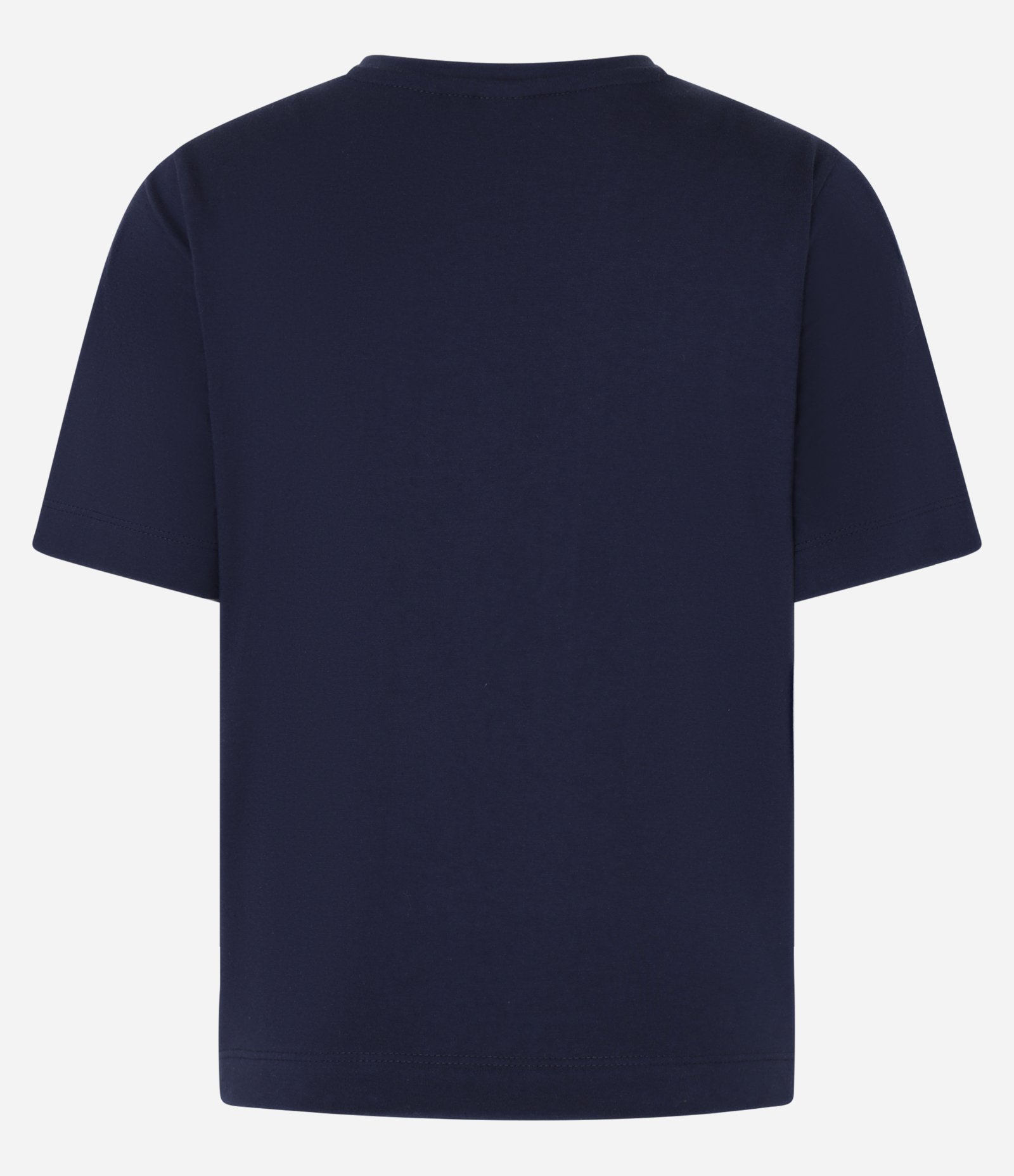 Blusa T-Shirt em Algodão com Bordado Floral na Barra Azul Escuro 8