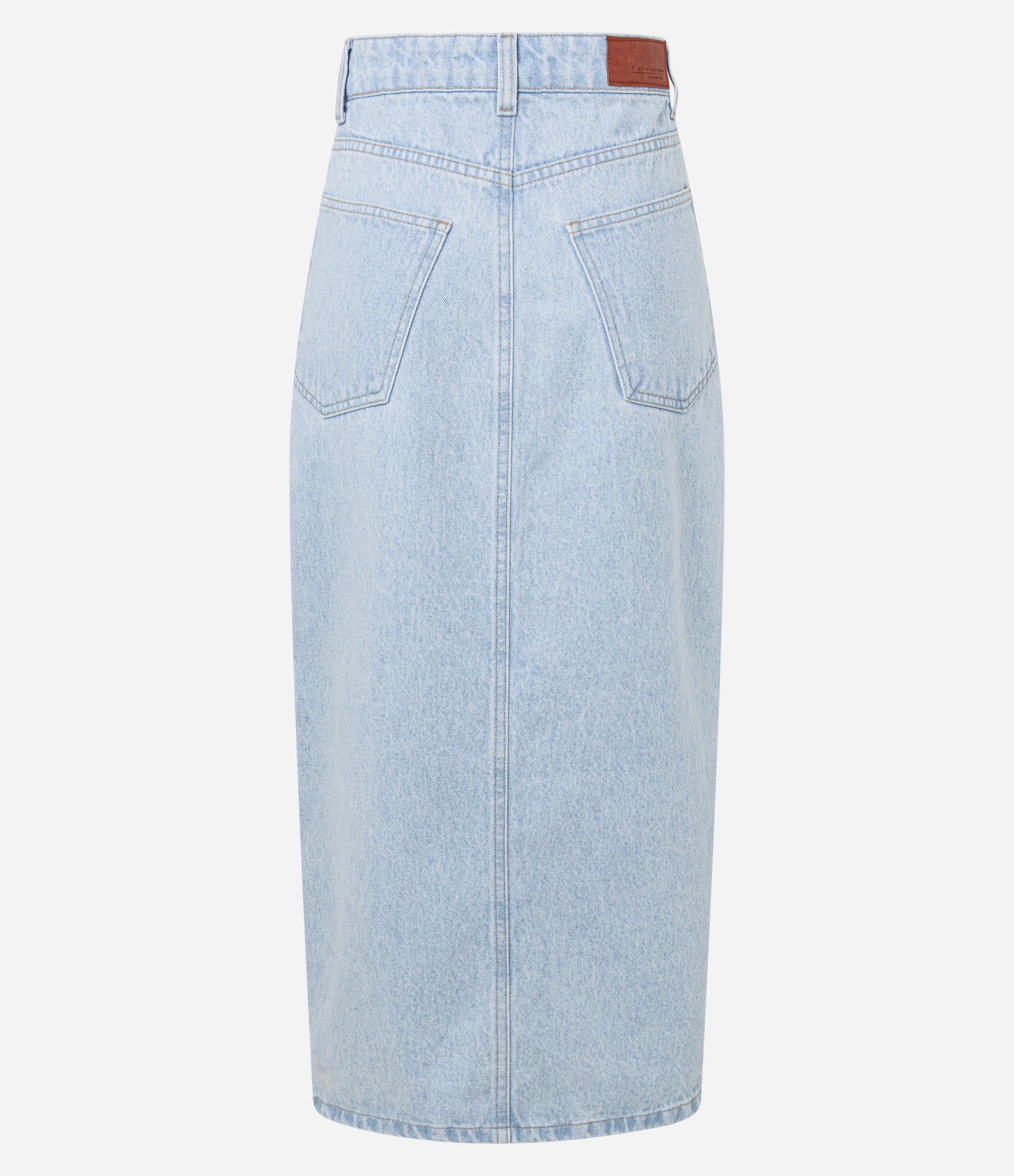 Saia Midi em Jeans com Recorte Assimétrico e Fenda Azul Claro 2