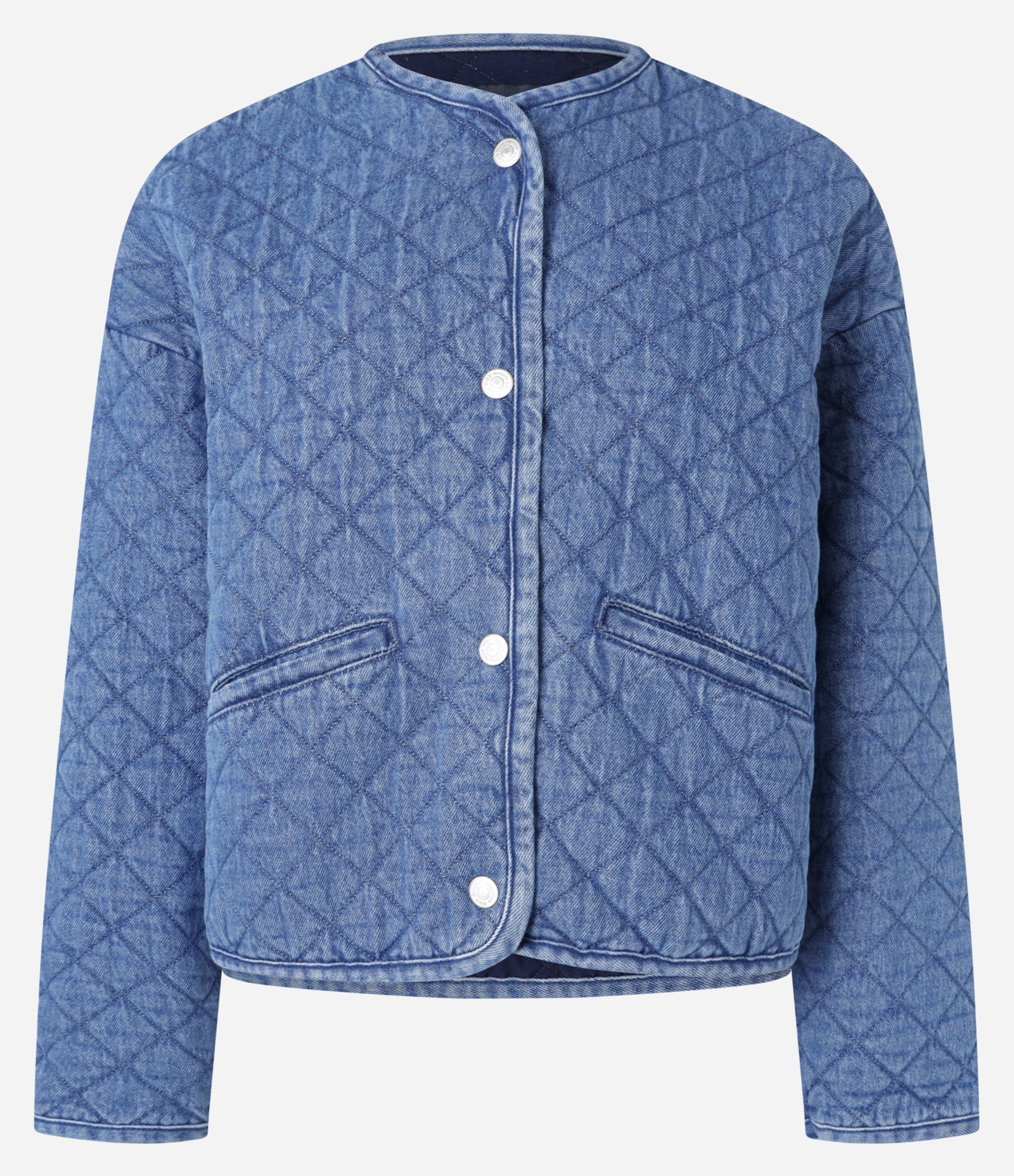 Jaqueta Bomber em Jeans Matelasse com Bolsos Embutidos Azul 5