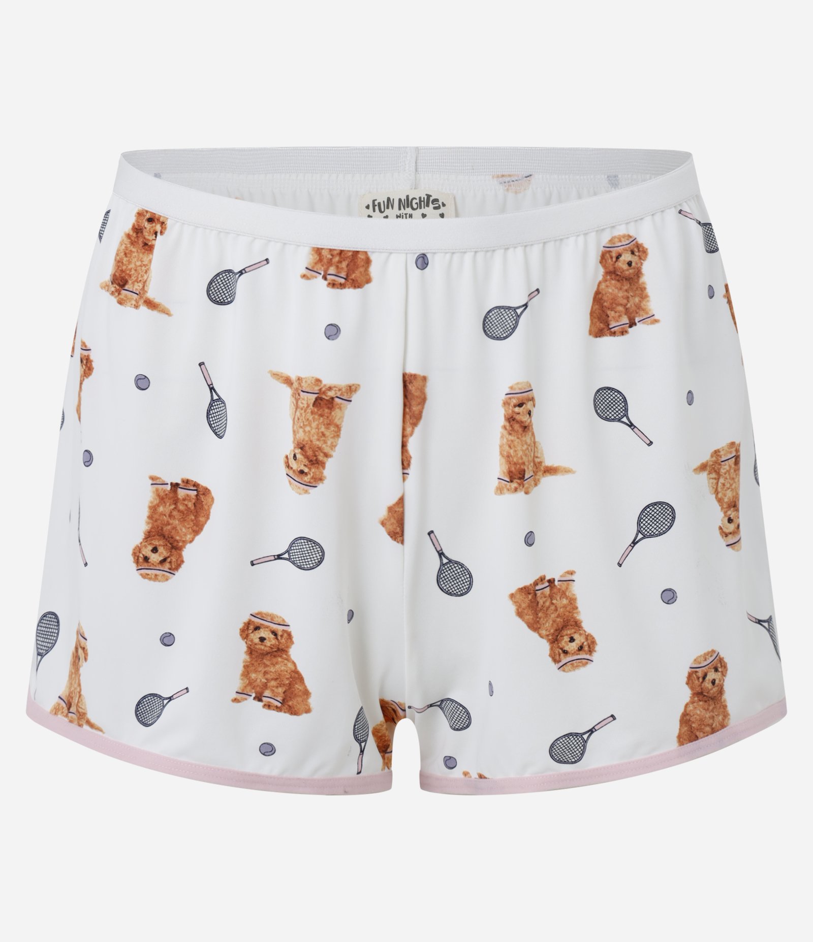 Pijama Short Doll em Microfibra com Estampa de Cachorro Tenista Branco 6