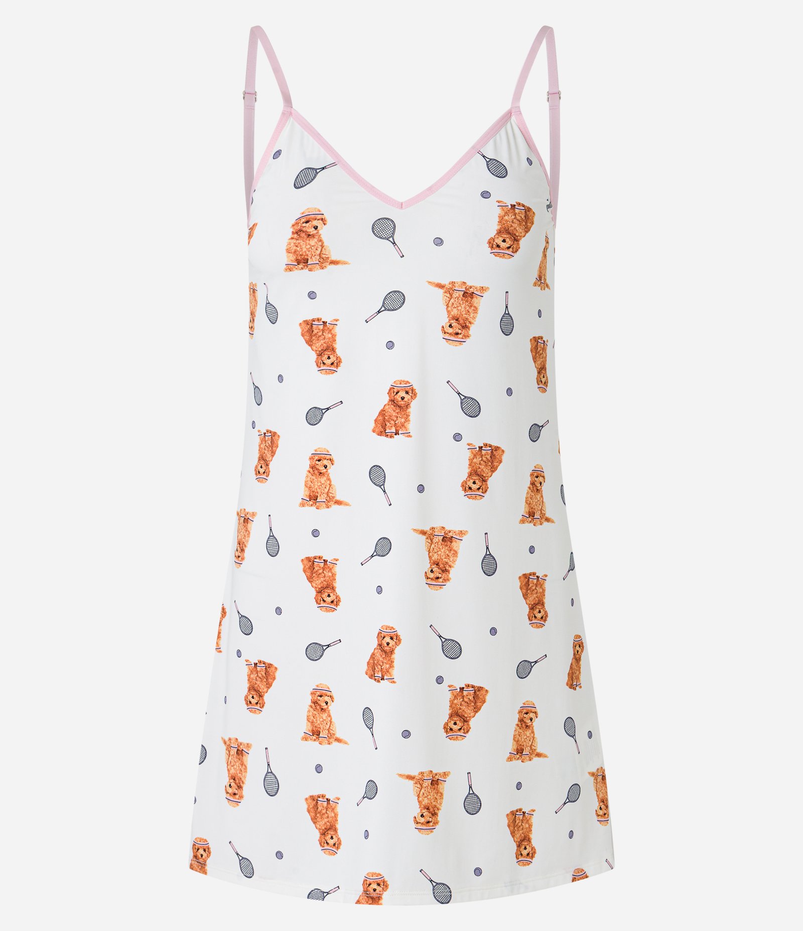 Camisola de Alcinha em Microfibra com Estampa de Cachorro Tenista Branco 3