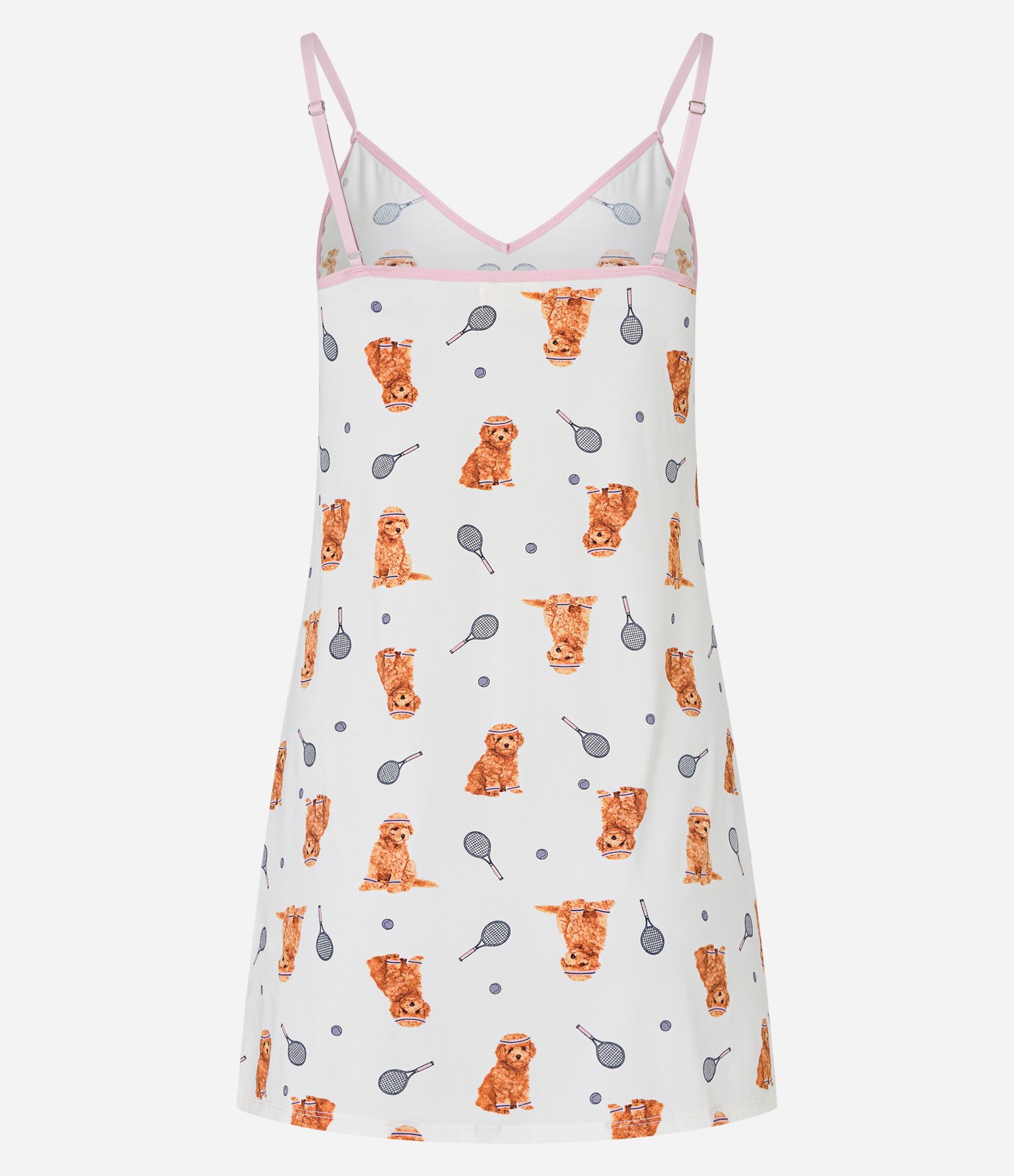 Camisola de Alcinha em Microfibra com Estampa de Cachorro Tenista Branco 4