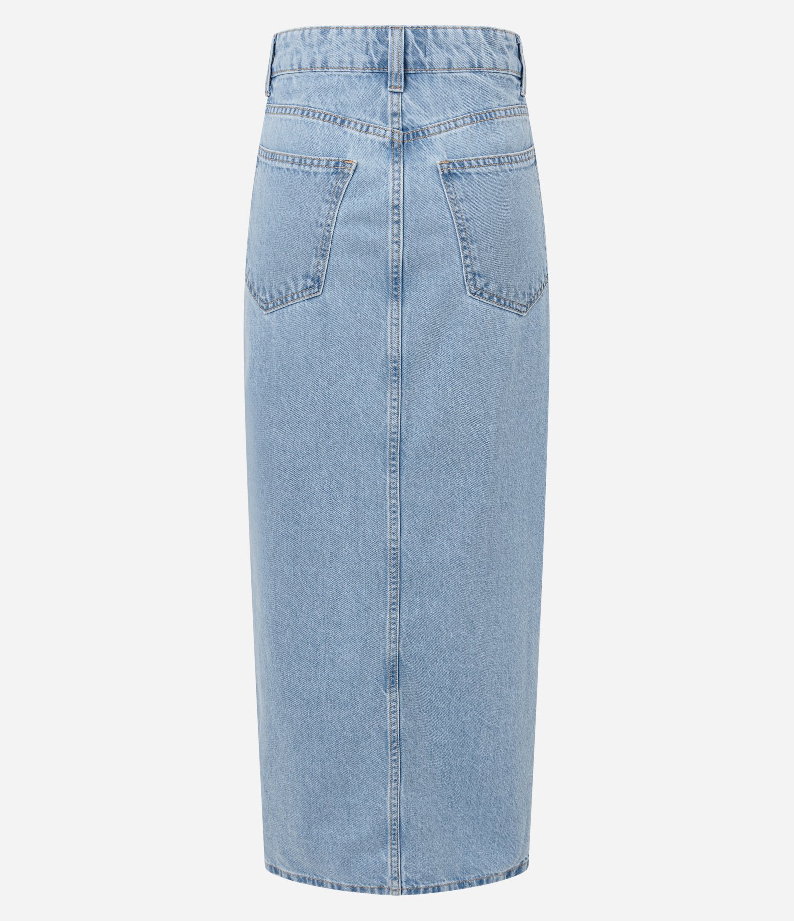 Saia New Midi Jeans com Fenda Frontal Azul Claro 6