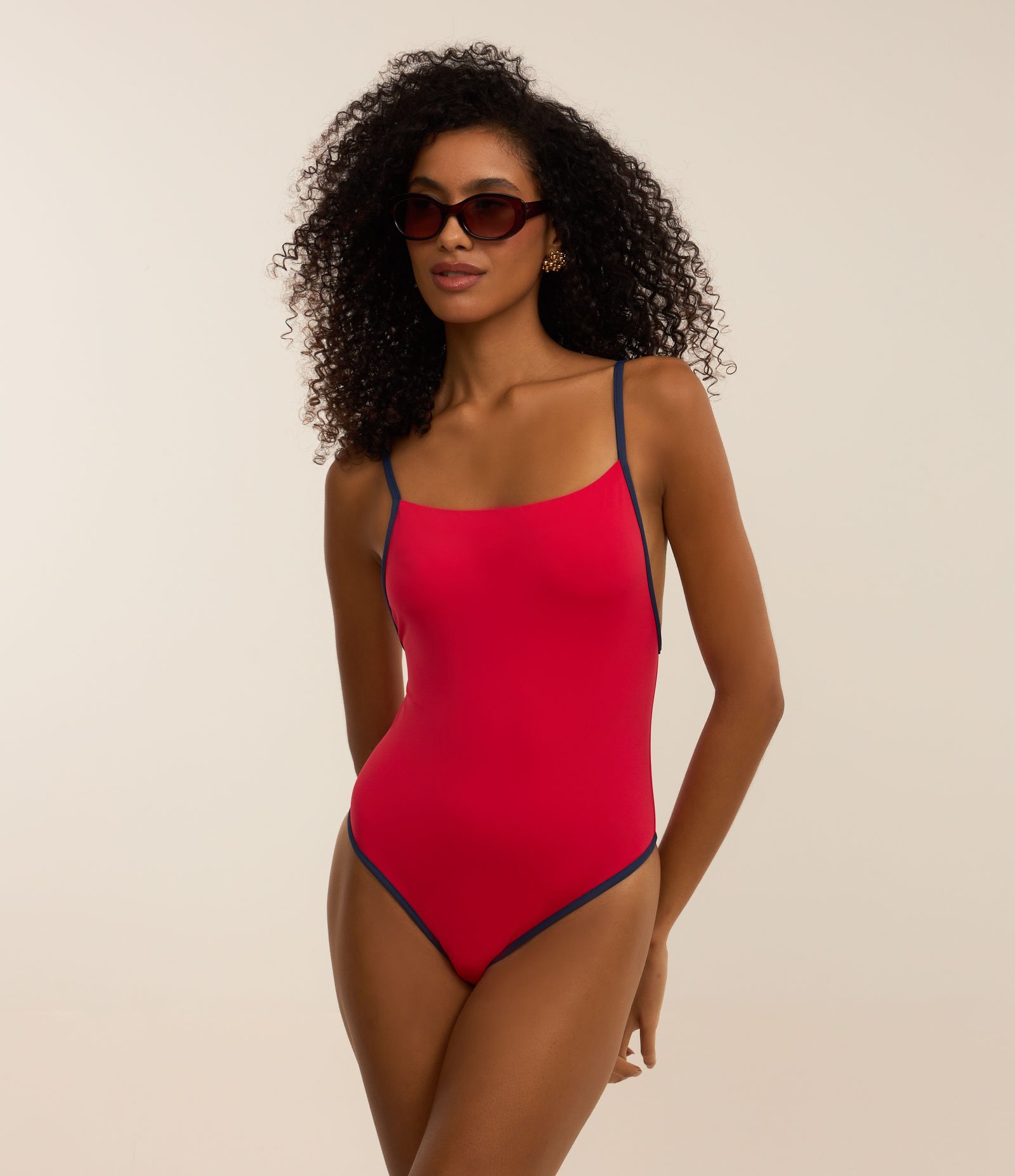 Maiô de Alcinha em Microfibra com Viés Contrastante Vermelho 4