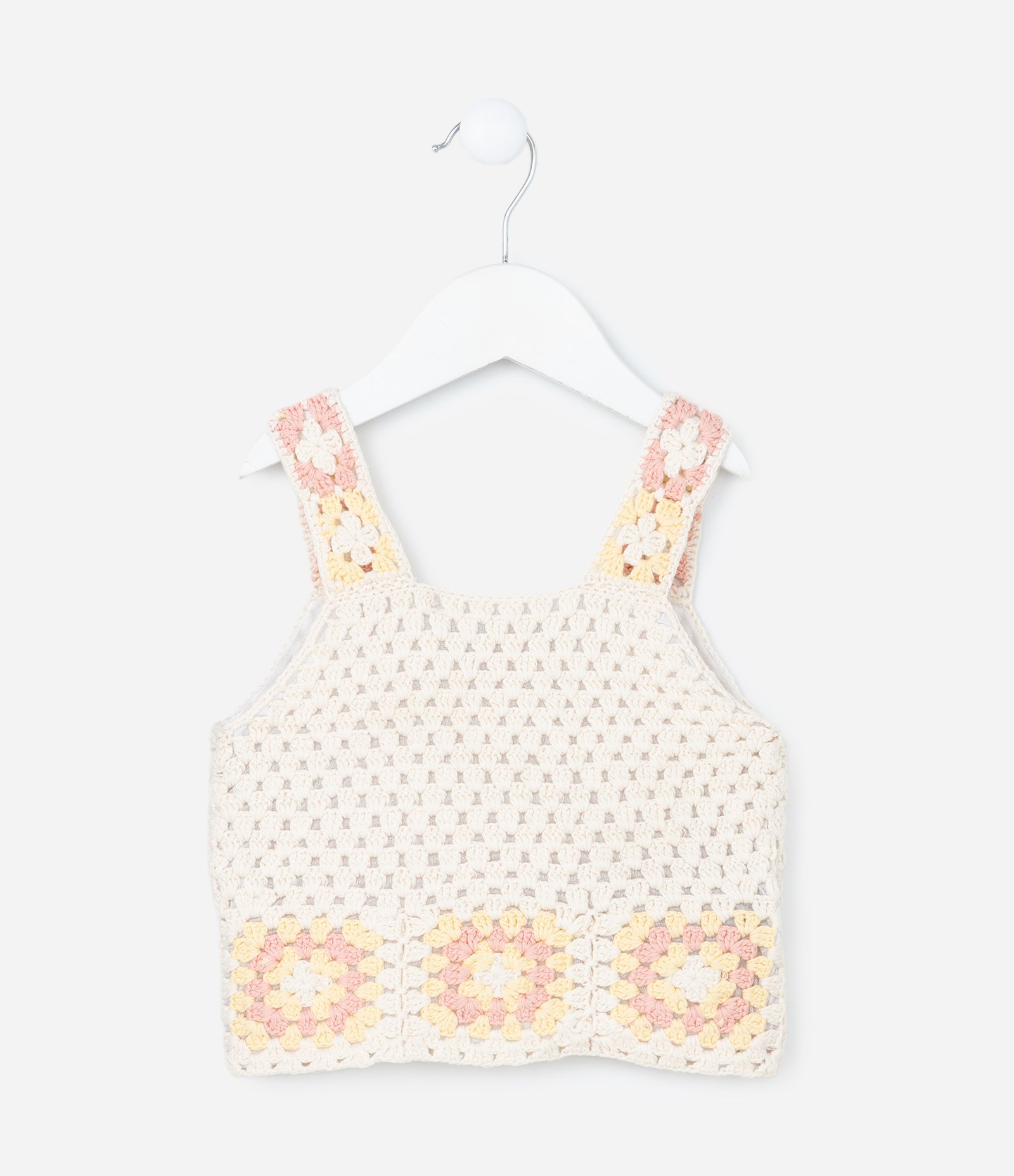 Blusa Infantil com Efeito Crochê e Flores - Tam 1 A 5 Anos Bege 2