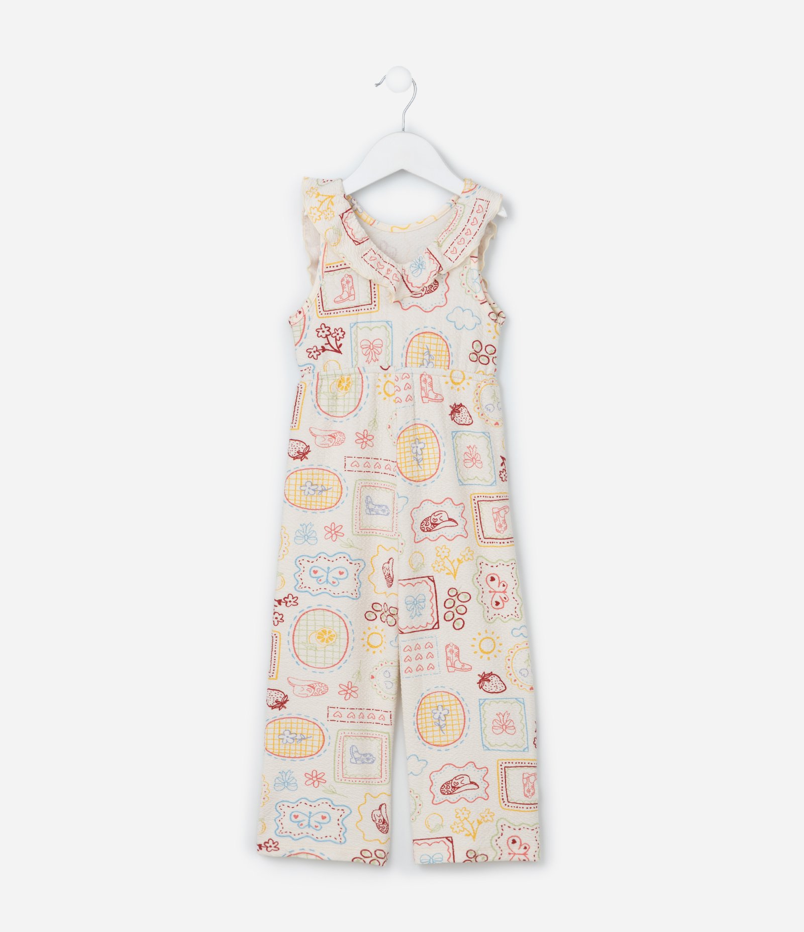 Macacão Infantil Texturizado com Babadinhos - Tam 1 a 6 Anos Bege 3