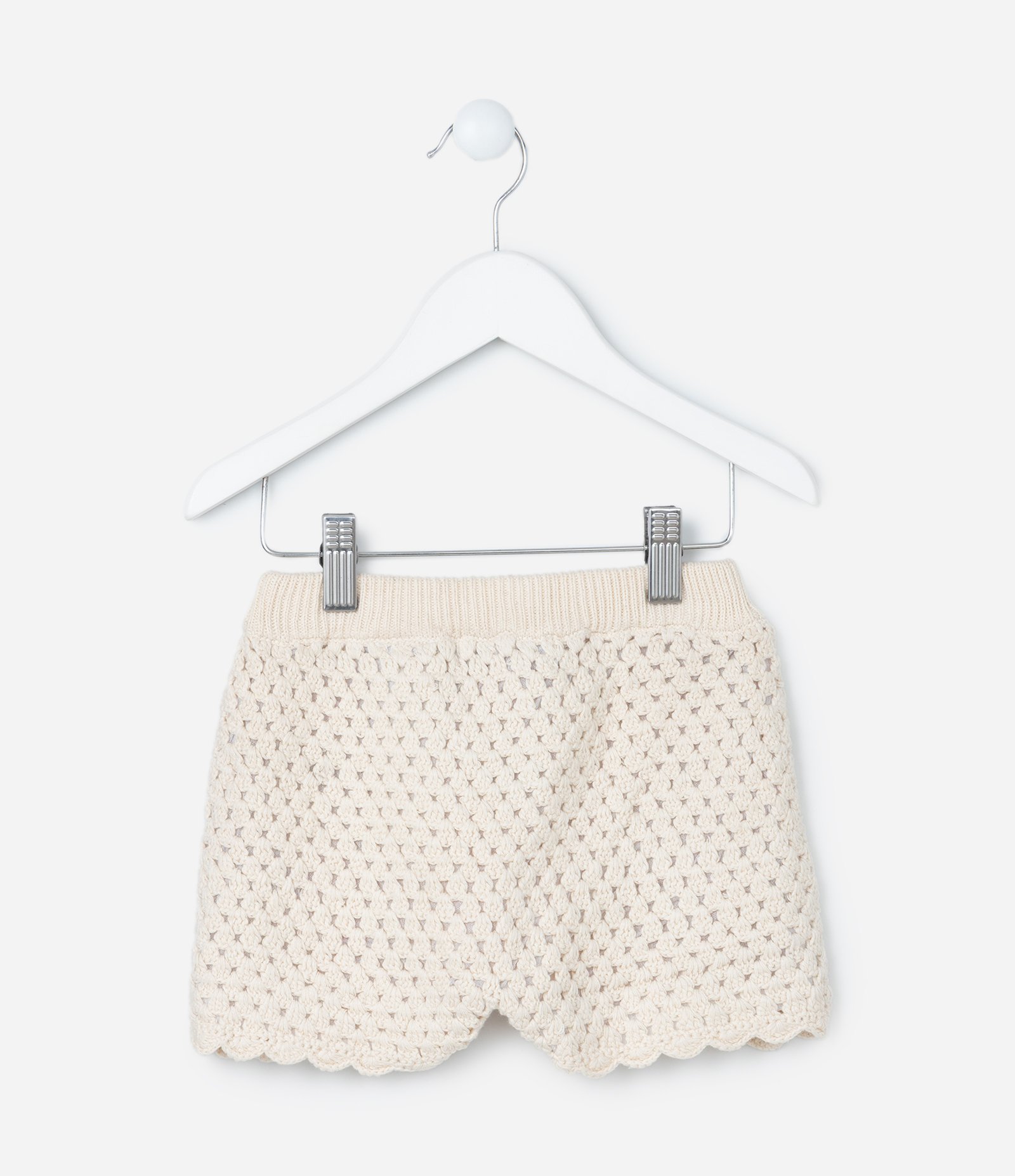 Short Infantil com Efeito Crochê - Tam 1 A 5 Anos Bege 2
