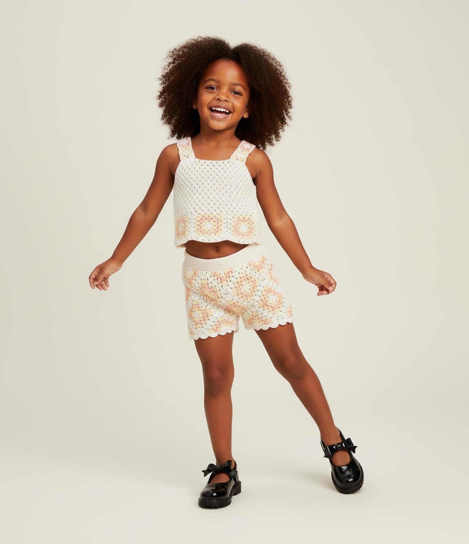 Short Infantil com Efeito Crochê - Tam 1 A 5 Anos Bege 1