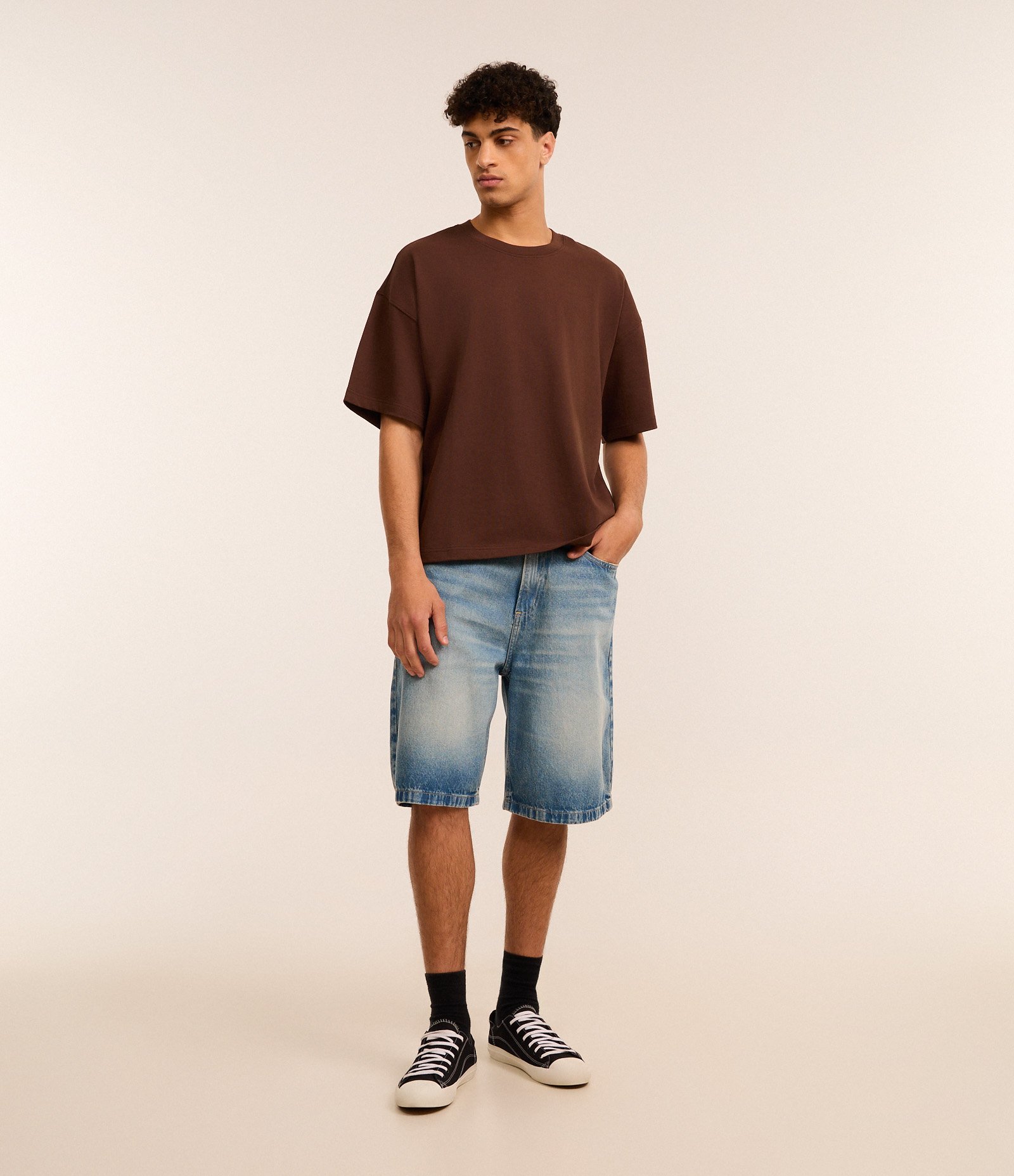 Camiseta Básica Oversized em Algodão Marrom 2