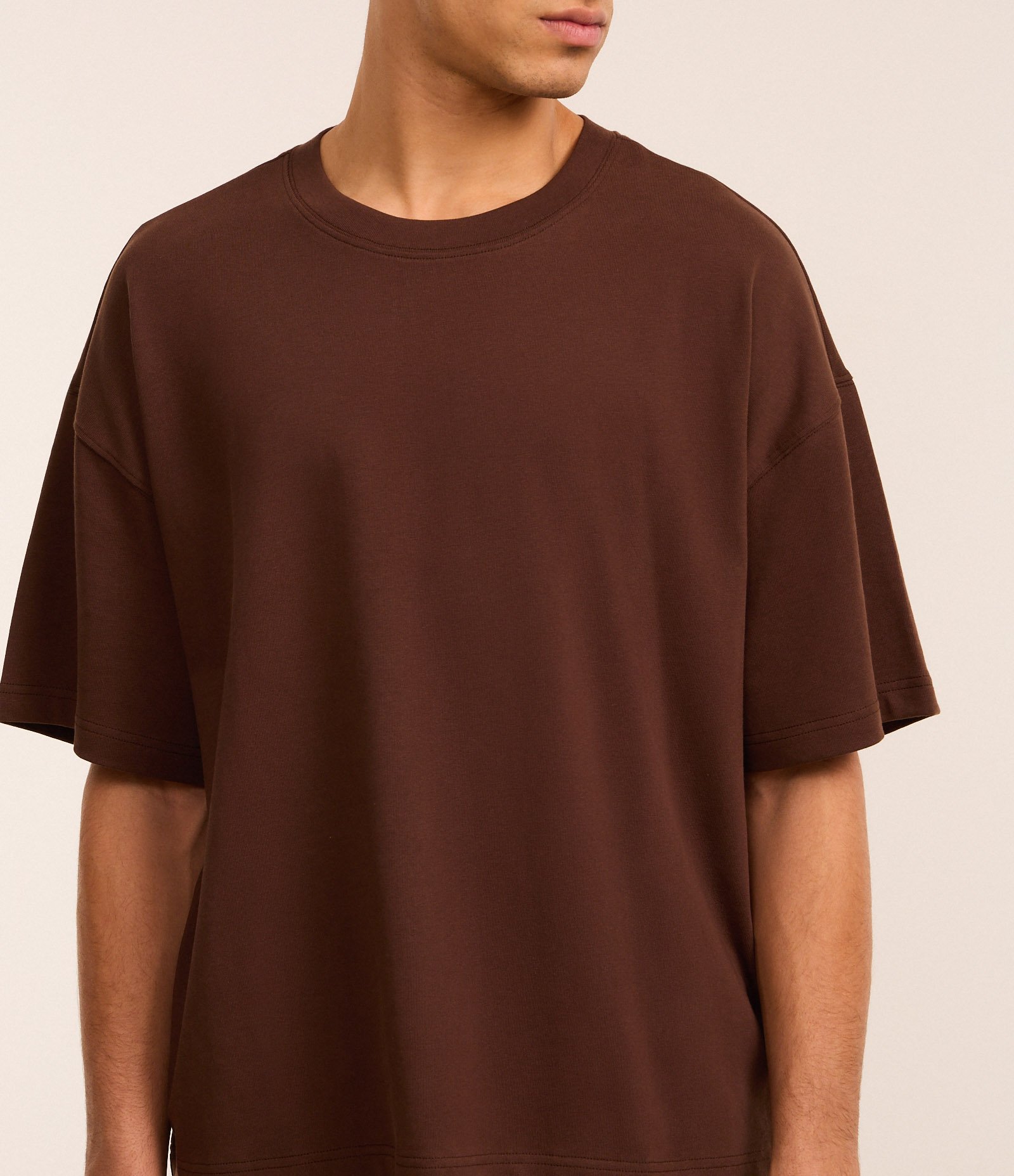 Camiseta Básica Oversized em Algodão Marrom 3