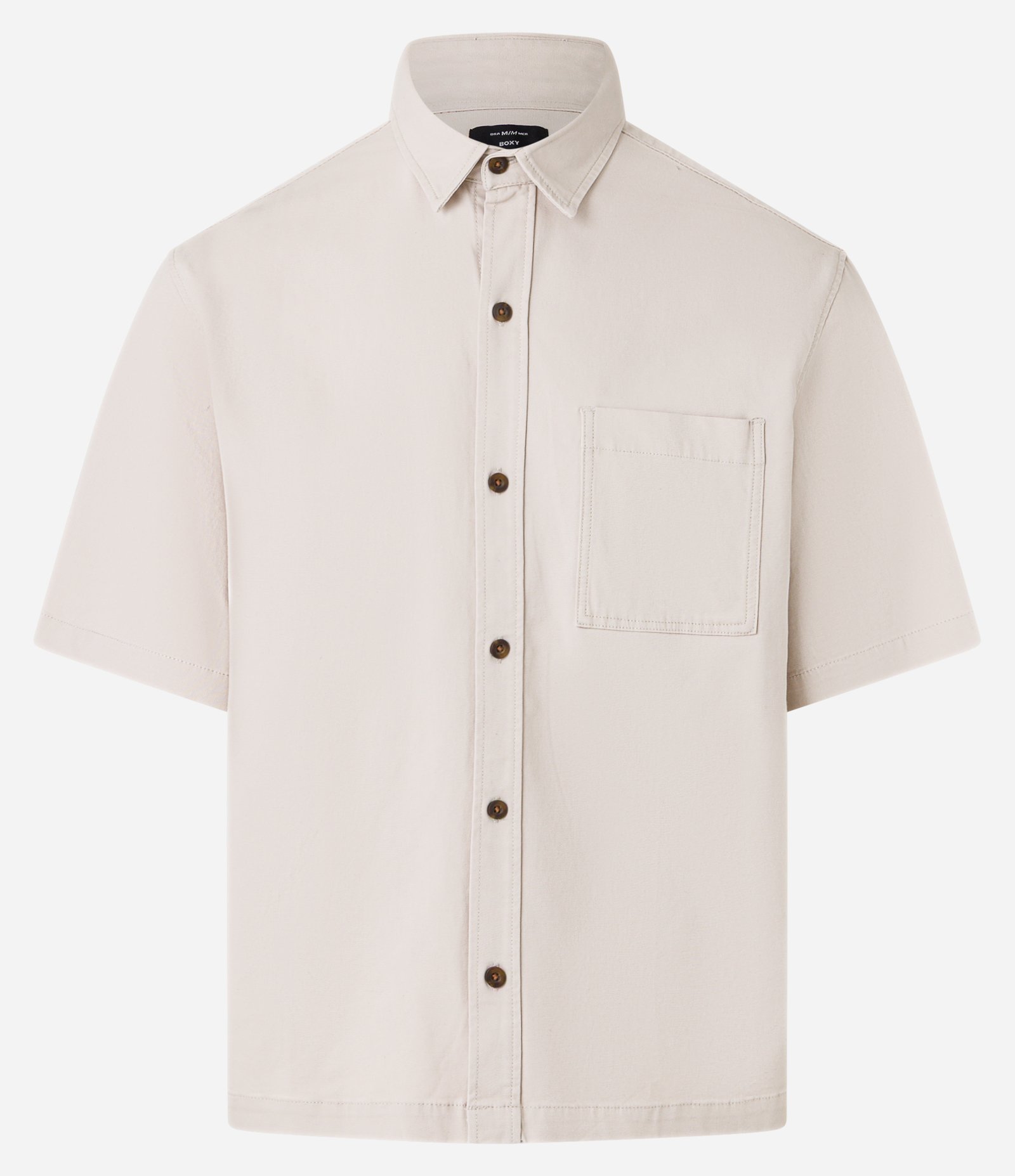 Camisa Boxy em Algodão com Bolso Texturizada Bege 7