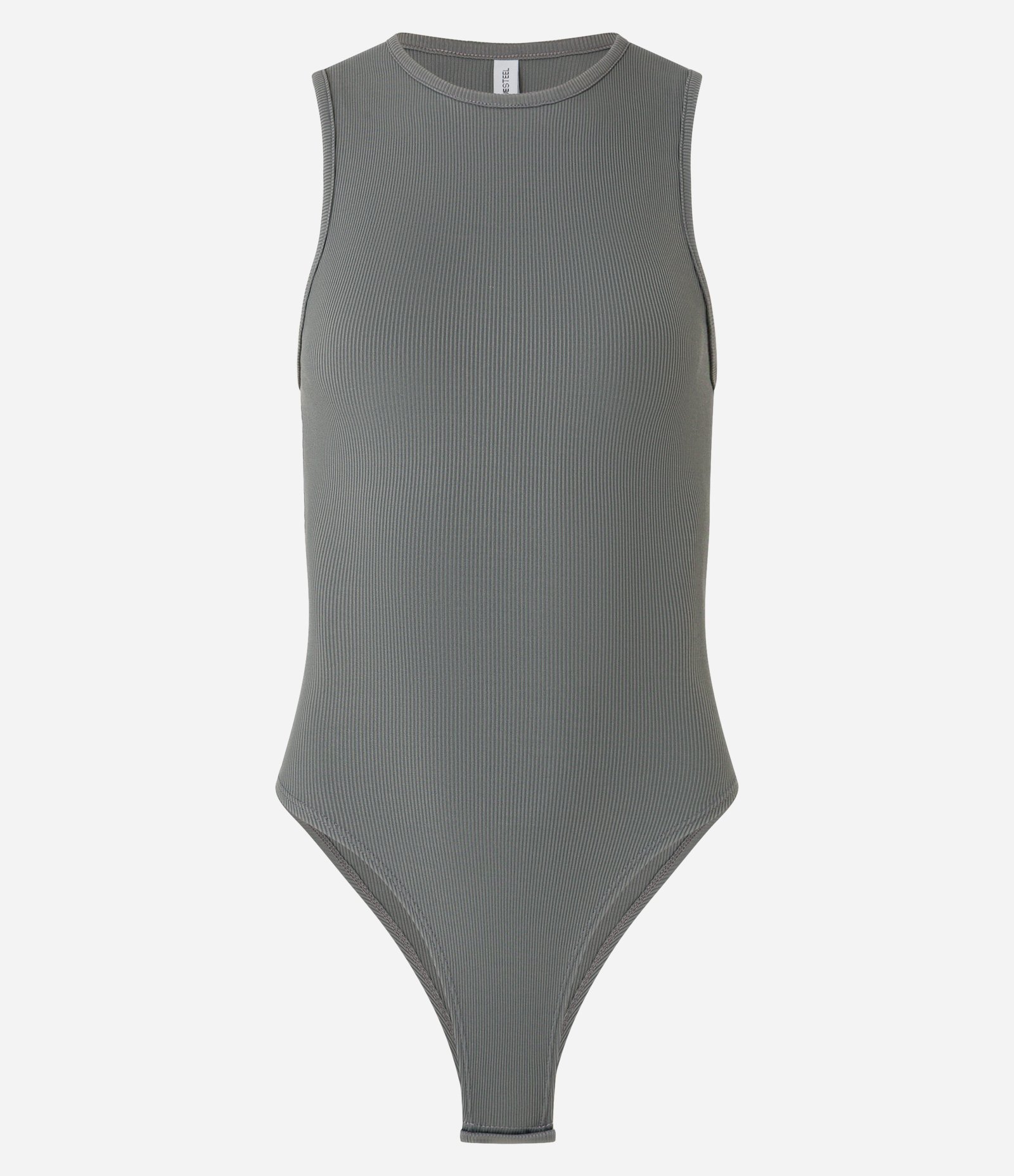 Body sem Manga em Ribana de Poliamida Cinza 5