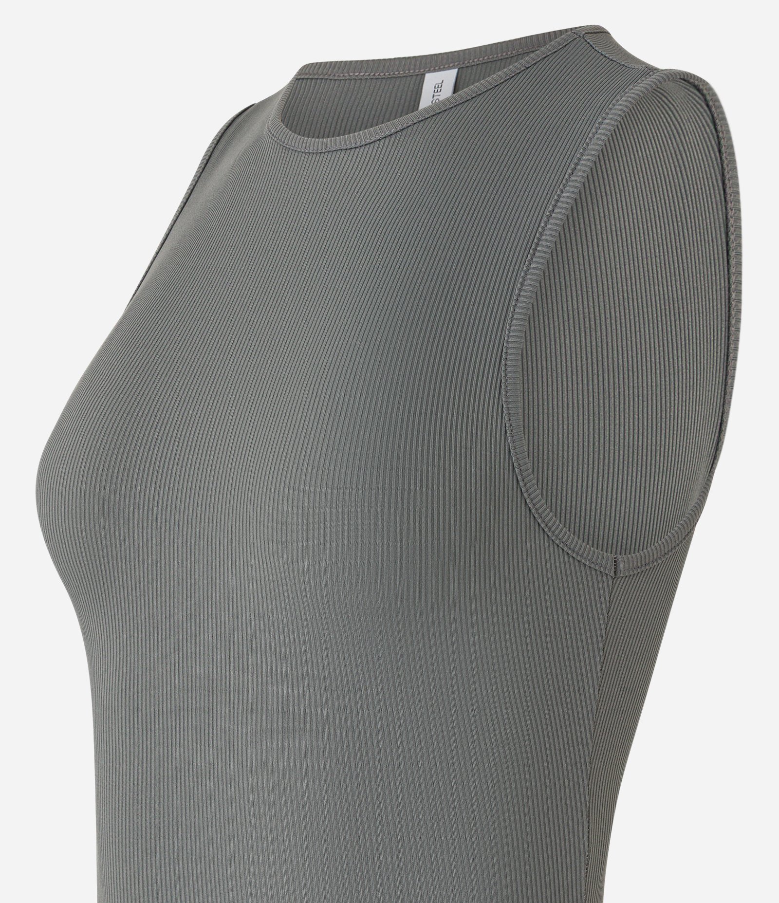 Body sem Manga em Ribana de Poliamida Cinza 6