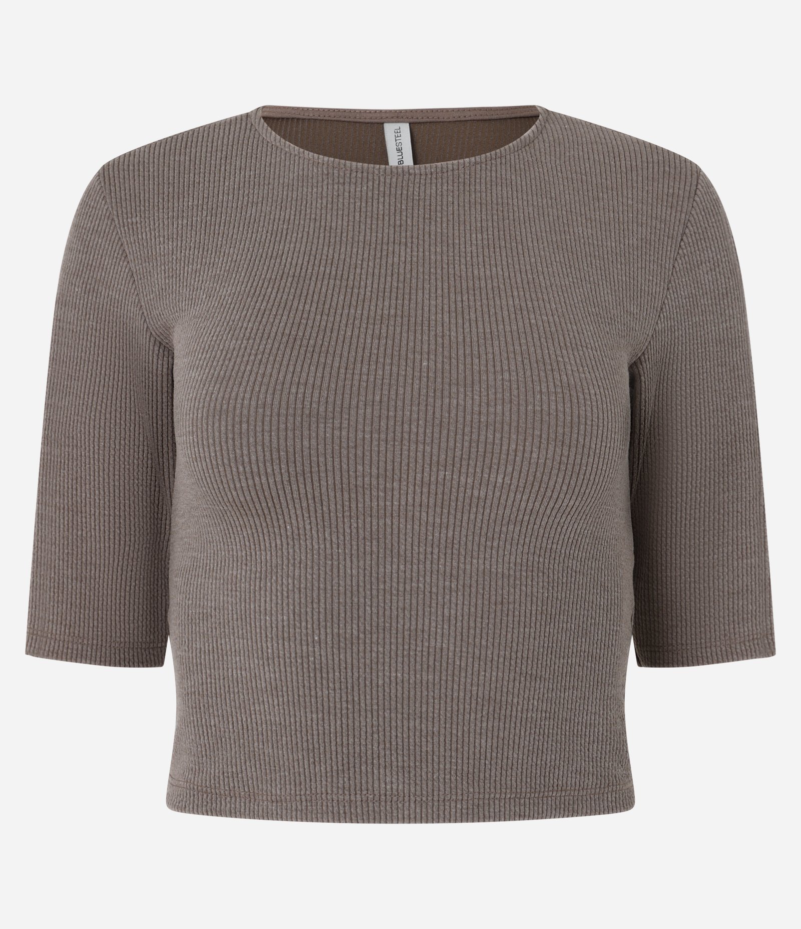 Blusa Cropped Anarruga com Recorte Vazado nas Costas Marrom 4