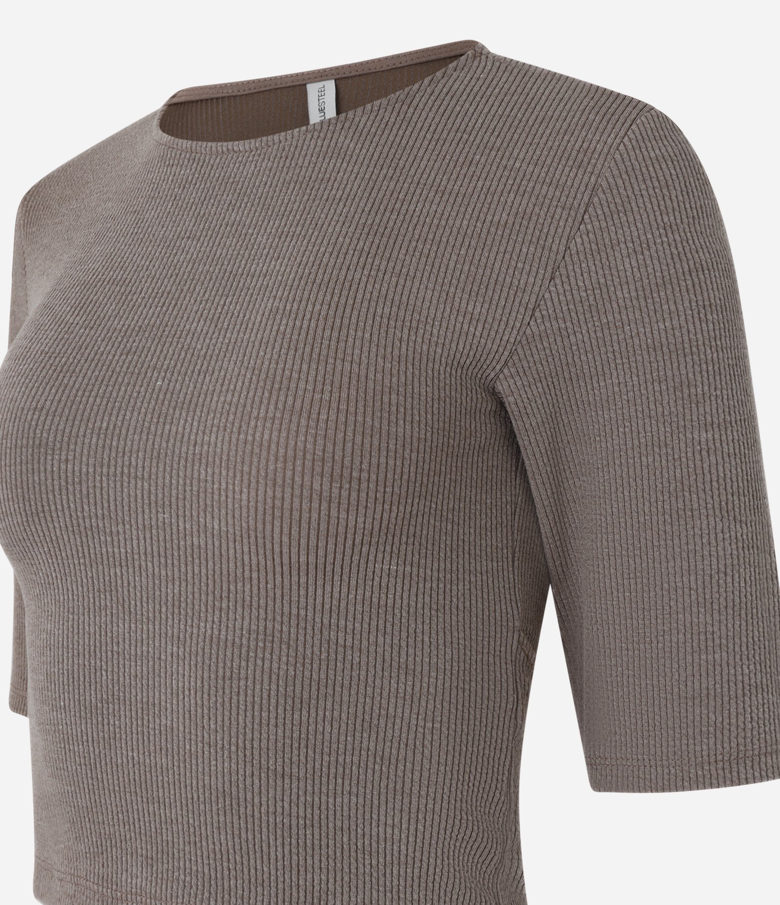 Blusa Cropped Anarruga com Recorte Vazado nas Costas Marrom 5