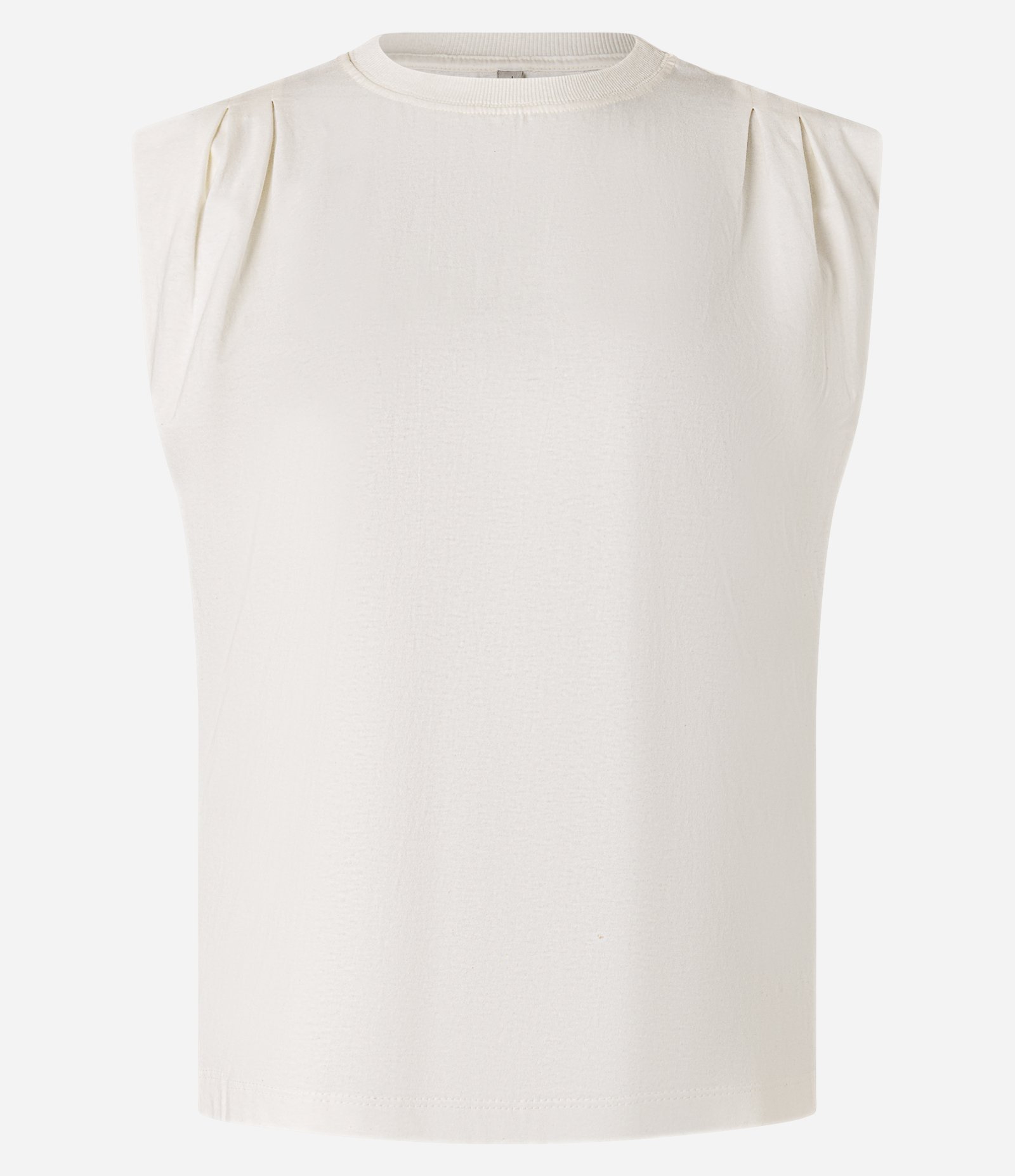 Blusa sem Manga em Algodão com Detalhe Franzido no Ombro Off White 4