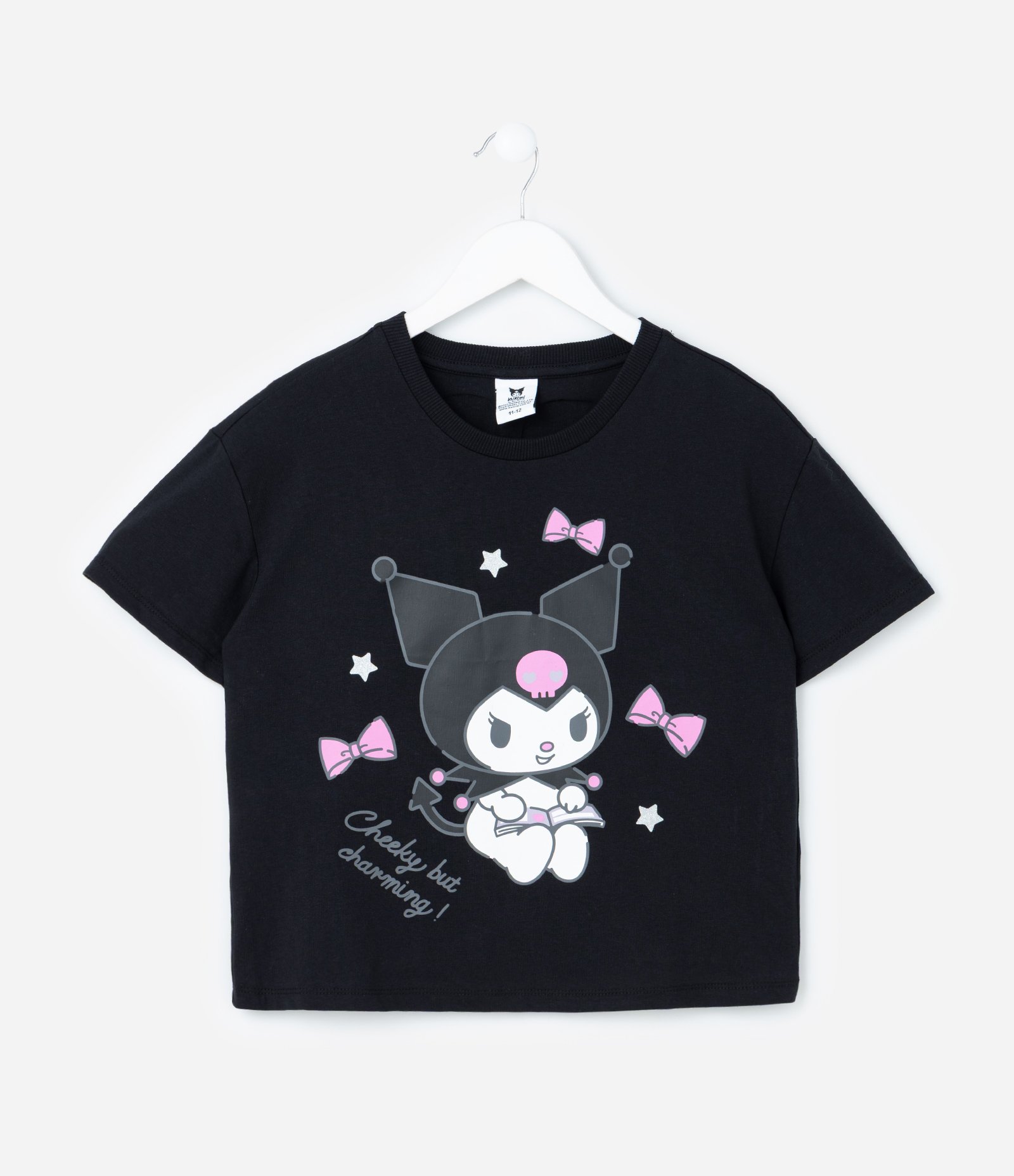 Camiseta Infantil com Estampa Frente e Costas Kuromi - Tam 5 a 14 Anos Preto 2