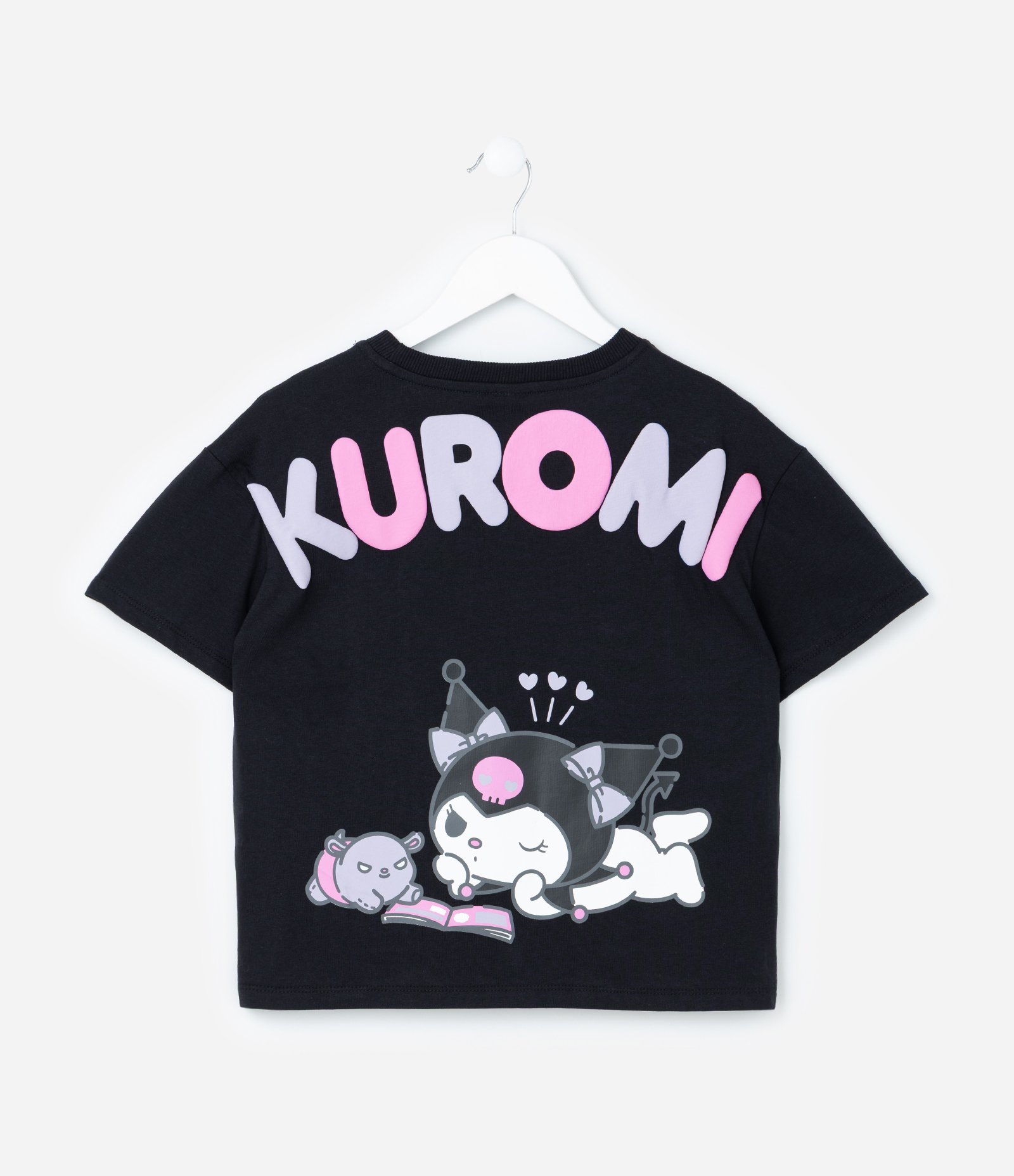Camiseta Infantil com Estampa Frente e Costas Kuromi - Tam 5 a 14 Anos Preto 3