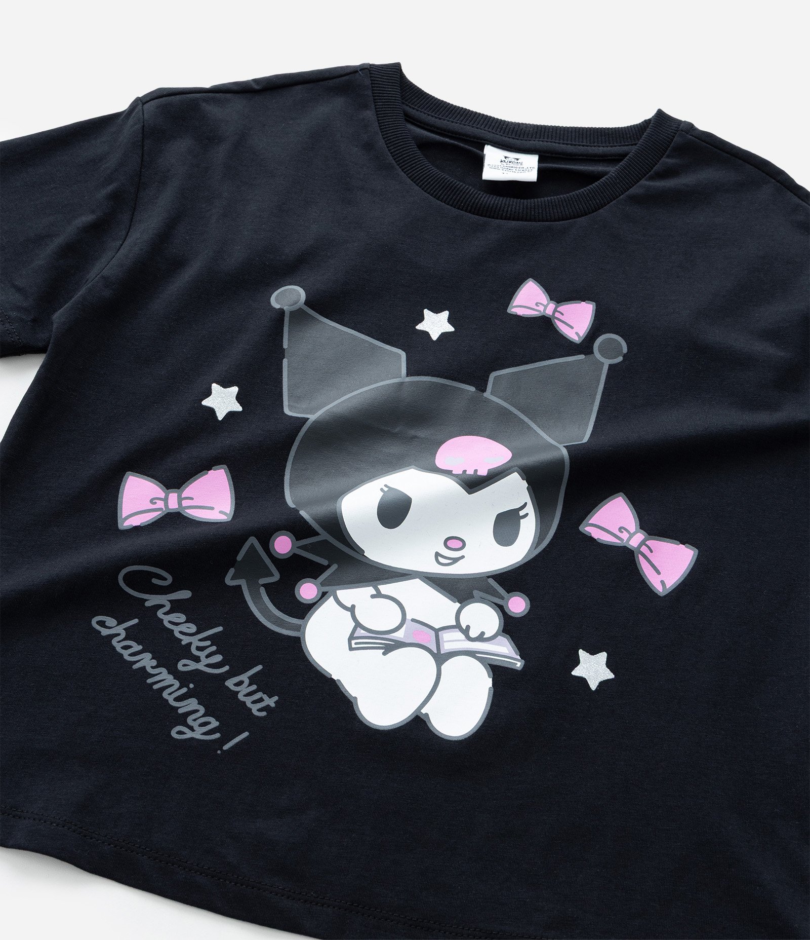 Camiseta Infantil com Estampa Frente e Costas Kuromi - Tam 5 a 14 Anos Preto 6
