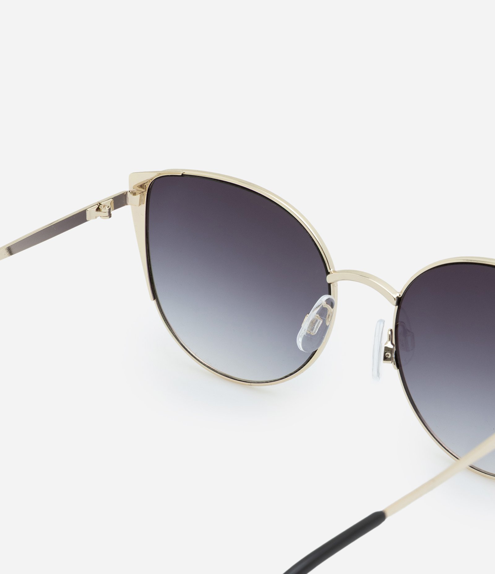 Óculos de Sol Gatinho com Detalhes Contrastante e Haste Fina Dourado 3