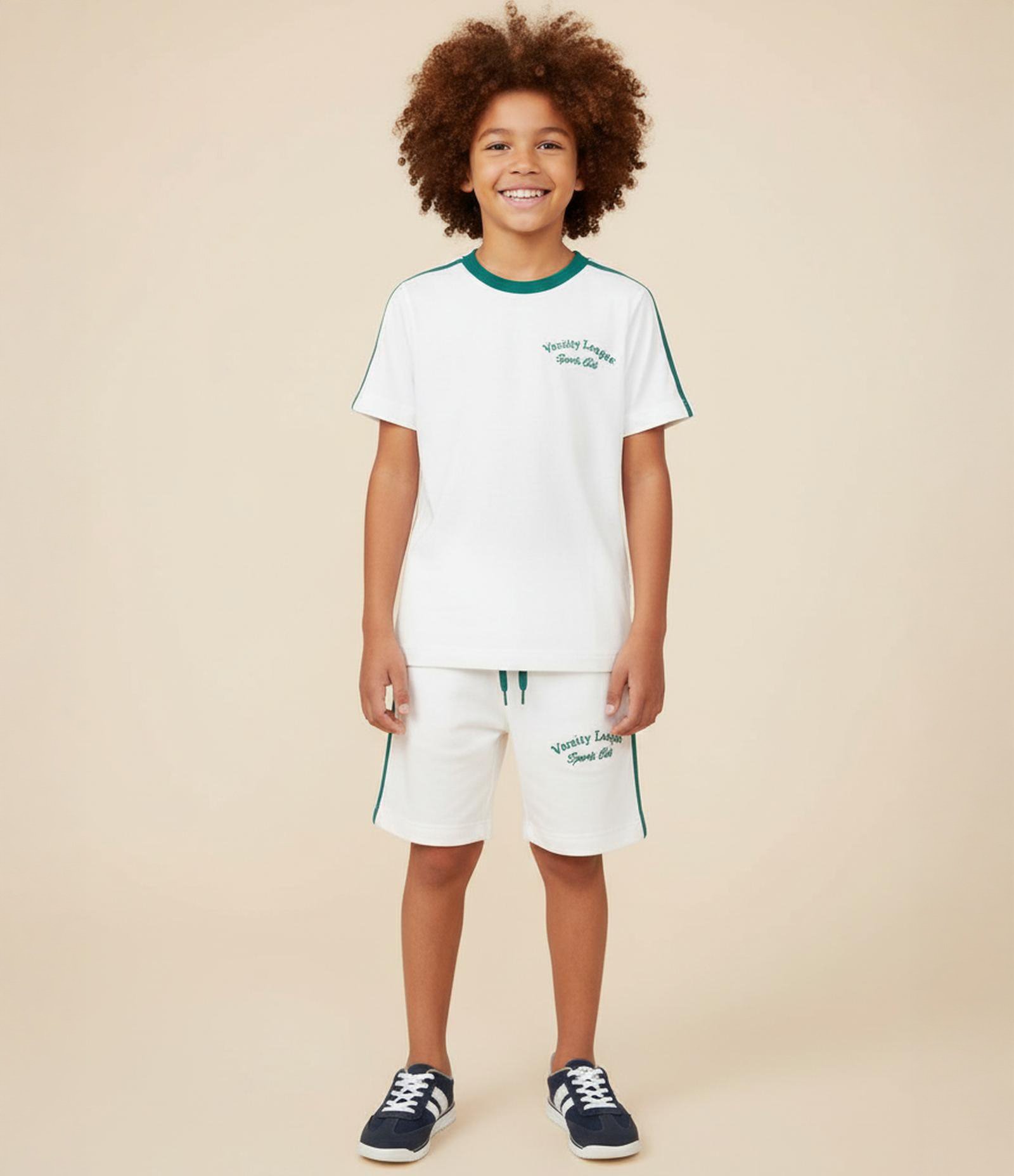 Camiseta Infantil com Listras Contrastantes - Tam 5 a 14 Anos Branco 1