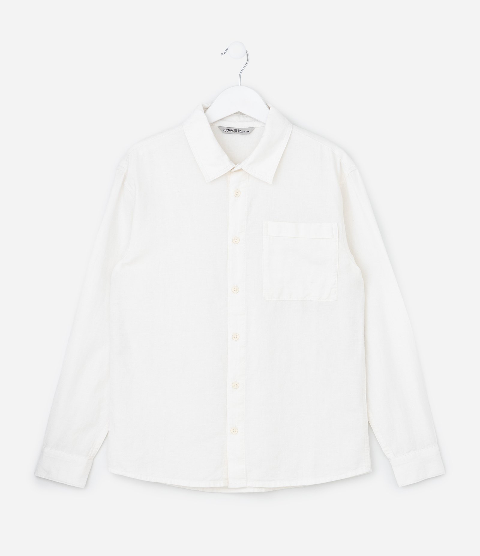 Camisa Infantil em Algodão com Linho Texturizada - Tam 5 a 14 Anos Branco 1