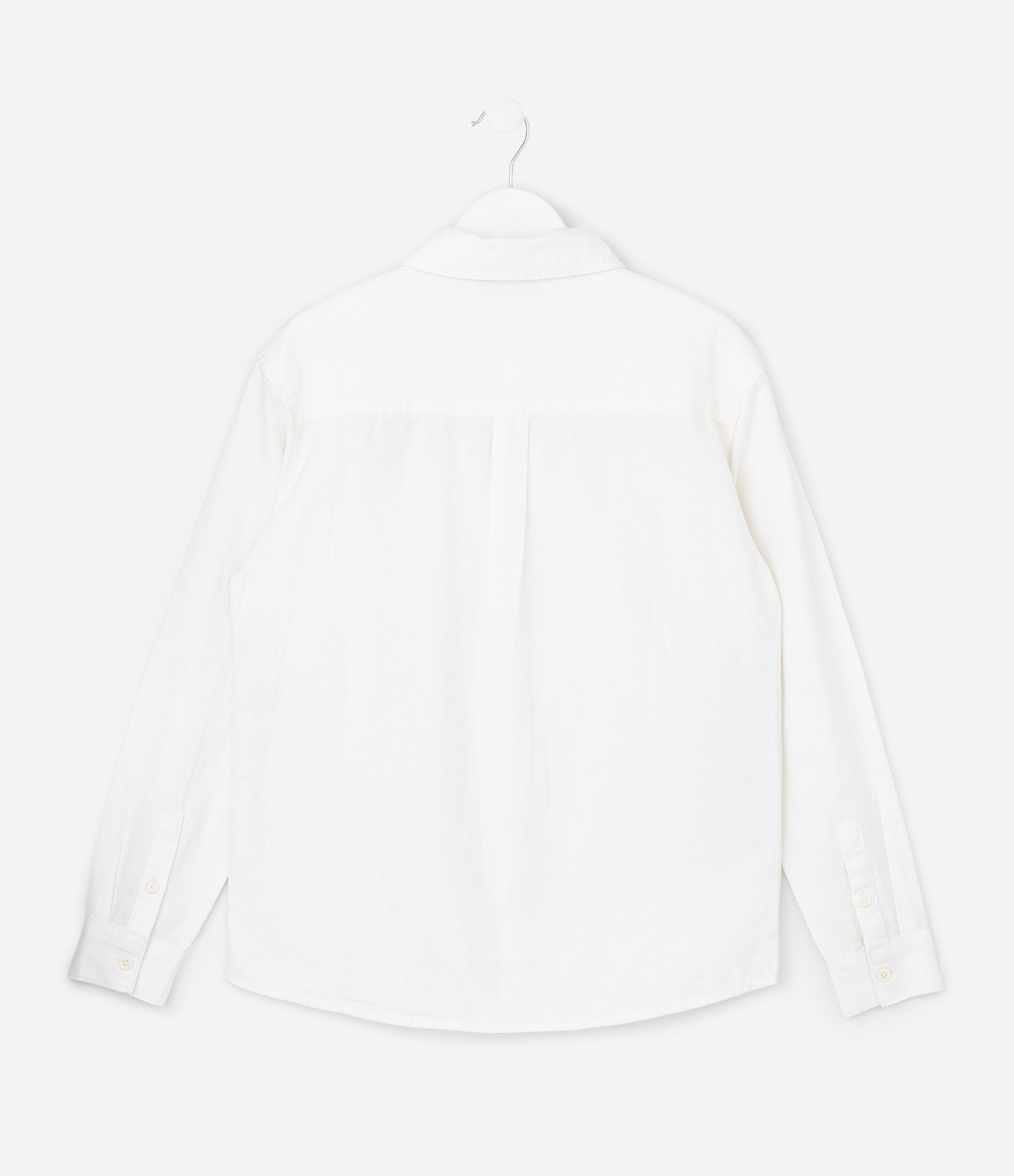 Camisa Infantil em Algodão com Linho Texturizada - Tam 5 a 14 Anos Branco 2