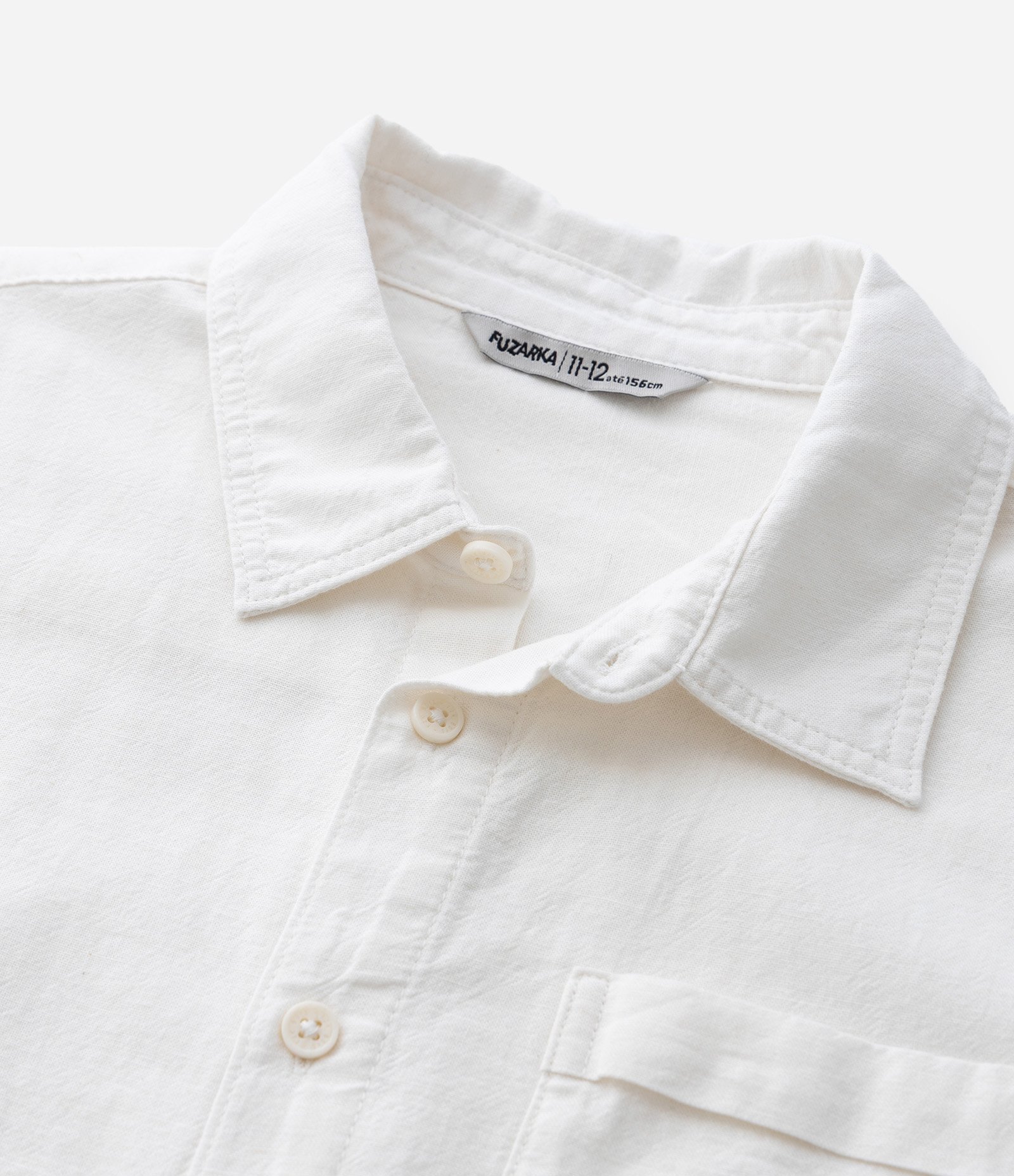 Camisa Infantil em Algodão com Linho Texturizada - Tam 5 a 14 Anos Branco 5