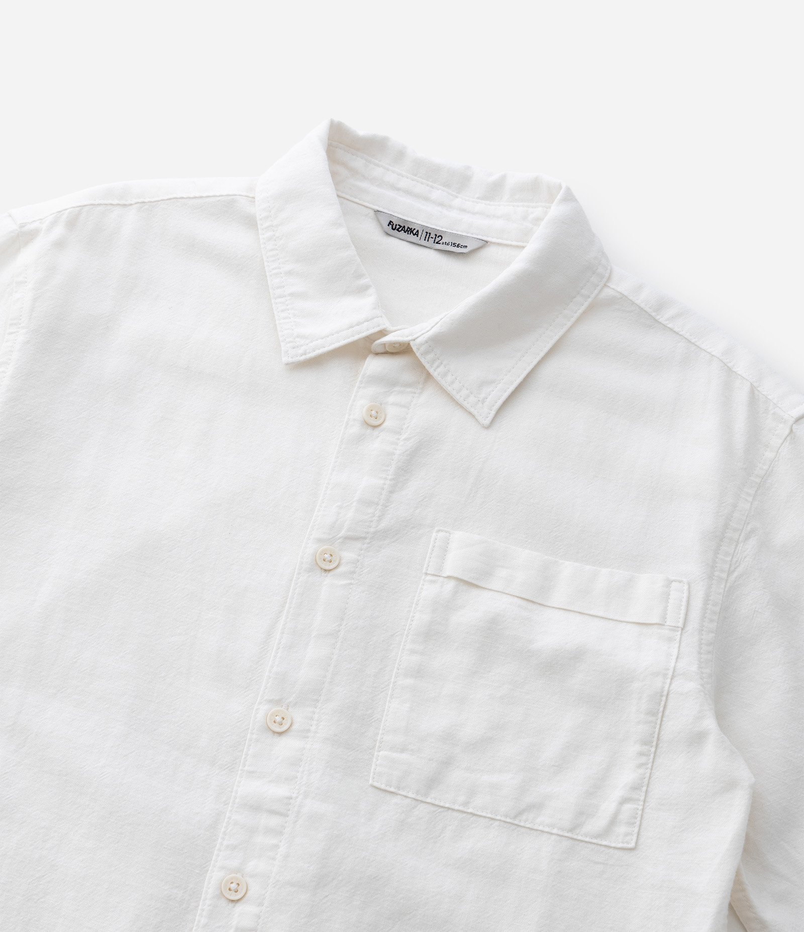 Camisa Infantil em Algodão com Linho Texturizada - Tam 5 a 14 Anos Branco 6