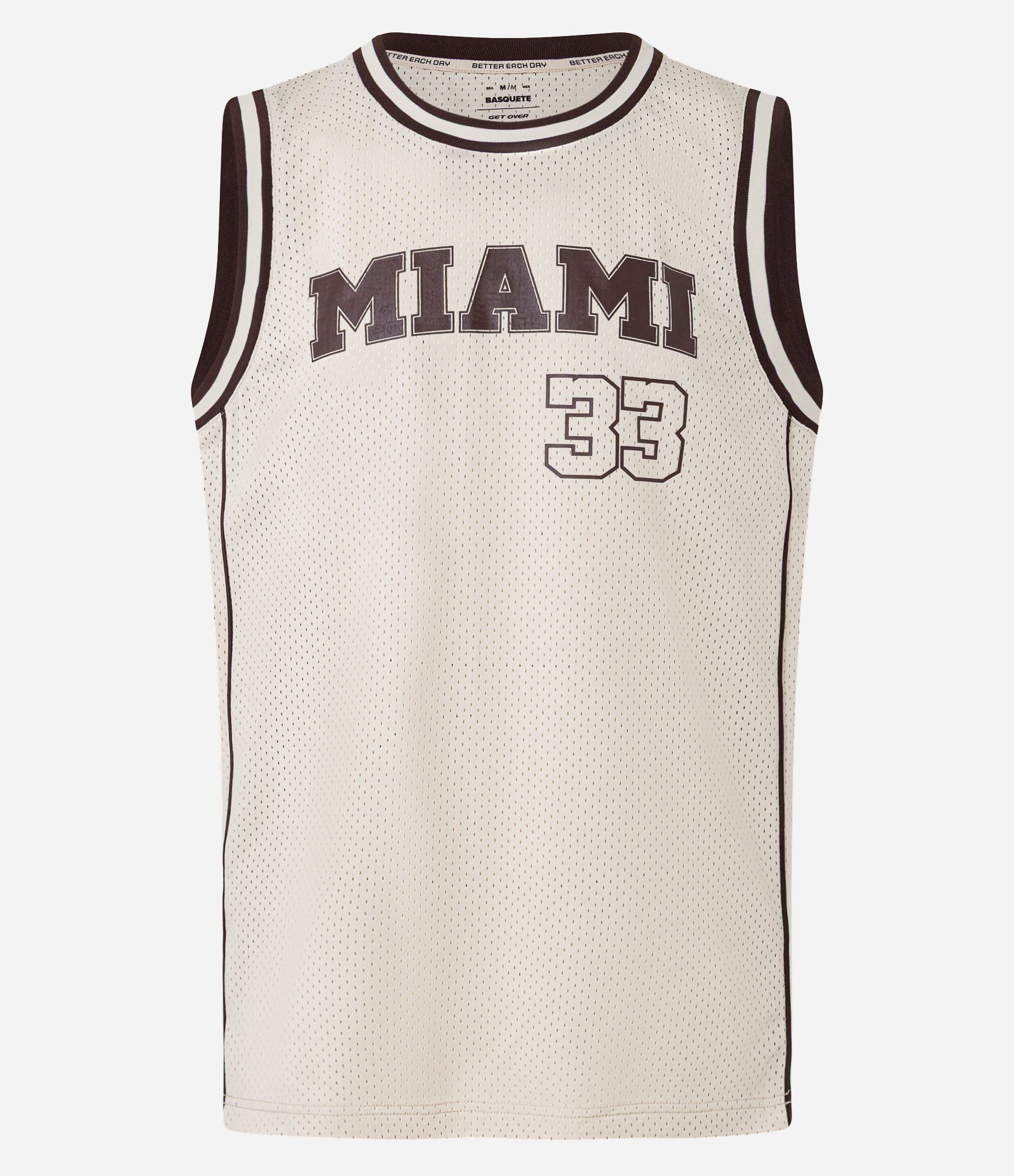 Regata Esportiva de Basquete com Tecnologia Dry e Estampa Lettering Miami Bege 8