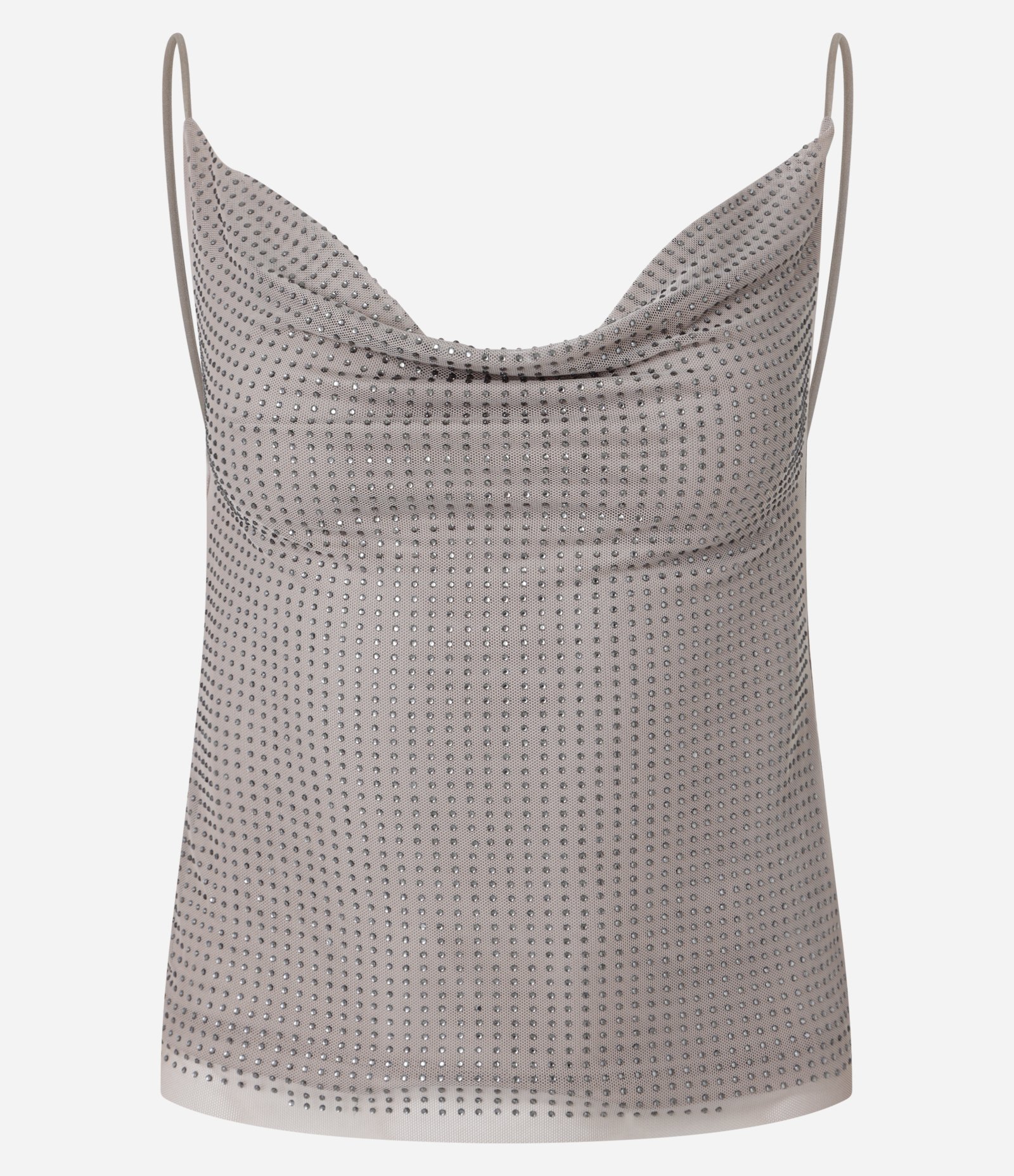 Blusa em Tule Metalizado com Decote Degagê e Alças Finas Marrom 6