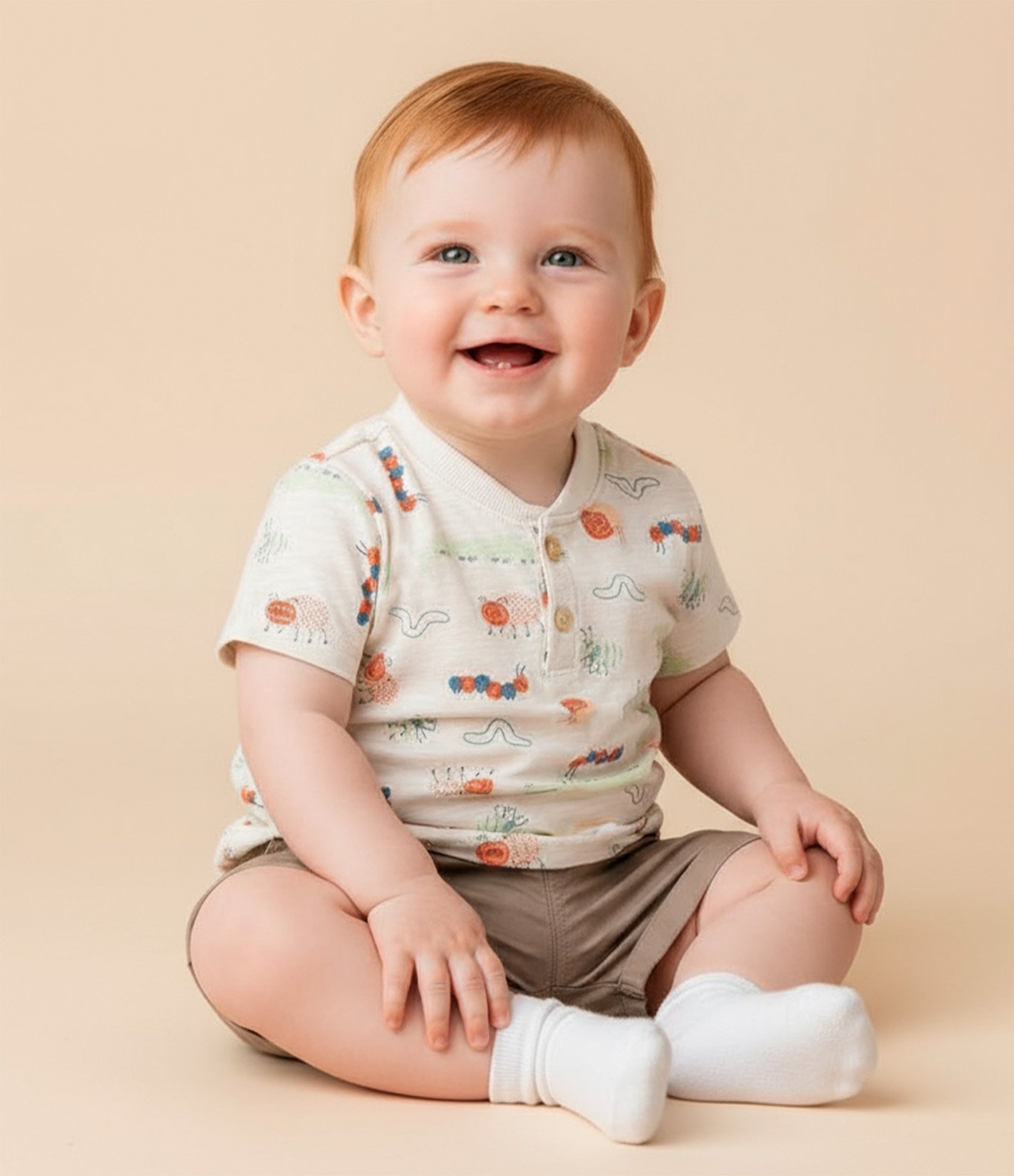 Conjunto Infantil com Estampa Bichinhos - Tam 0 a 18 meses Bege/Marrom 1