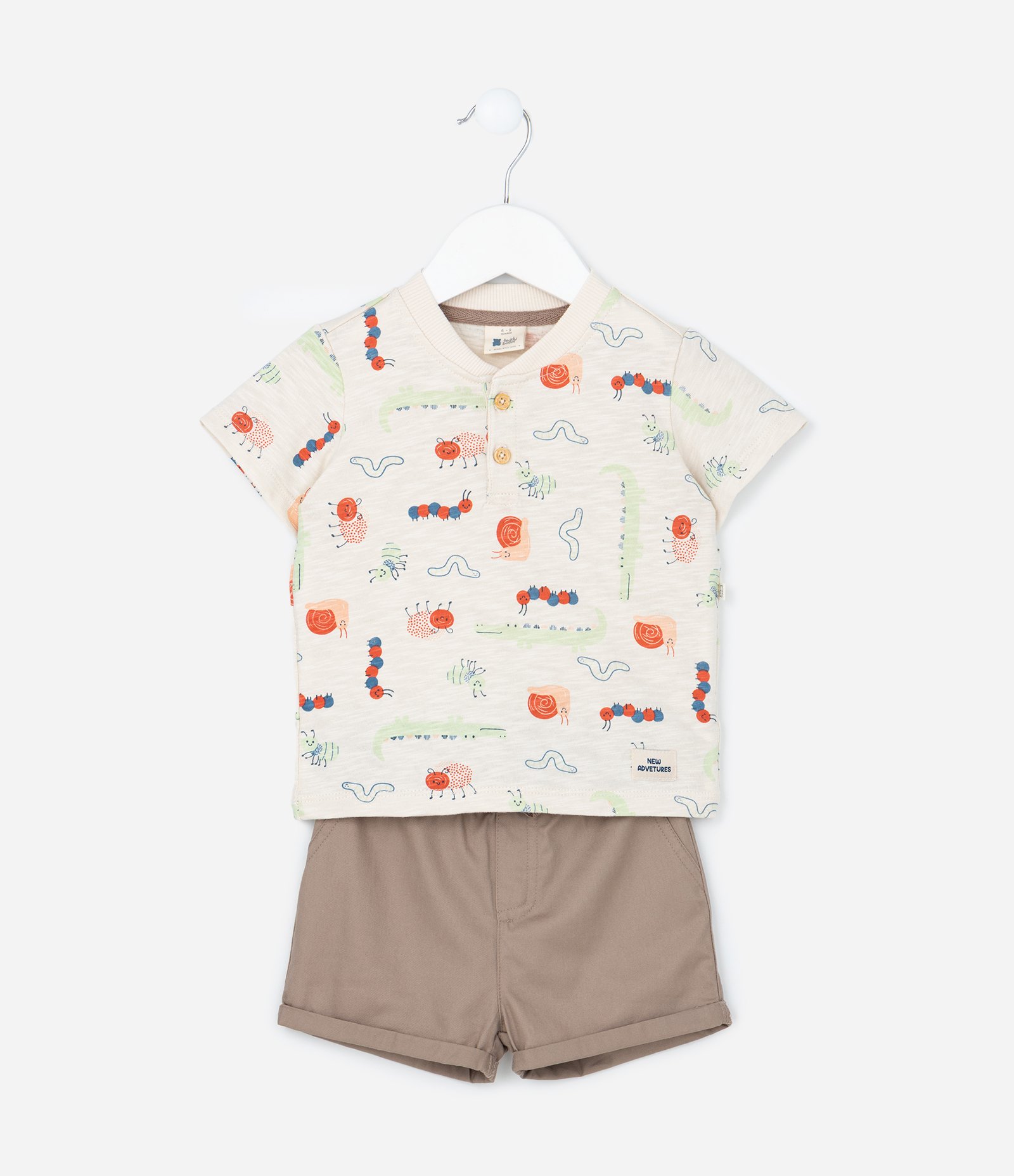 Conjunto Infantil com Estampa Bichinhos - Tam 0 a 18 meses Bege/Marrom 2