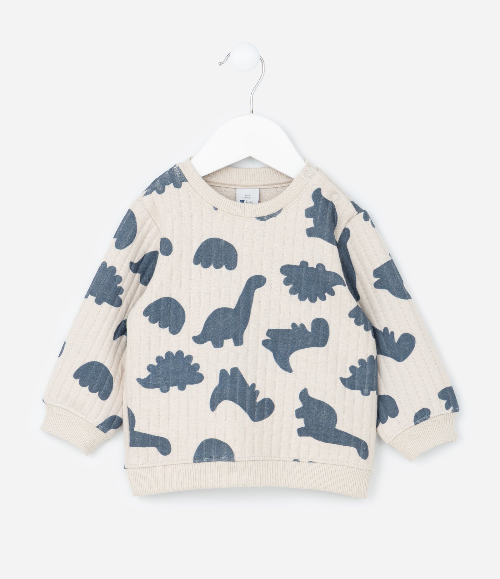 Casaco Infantil com Textura Matelasse e Estampa Dinos - Tam 0 a 18 meses Bege 1
