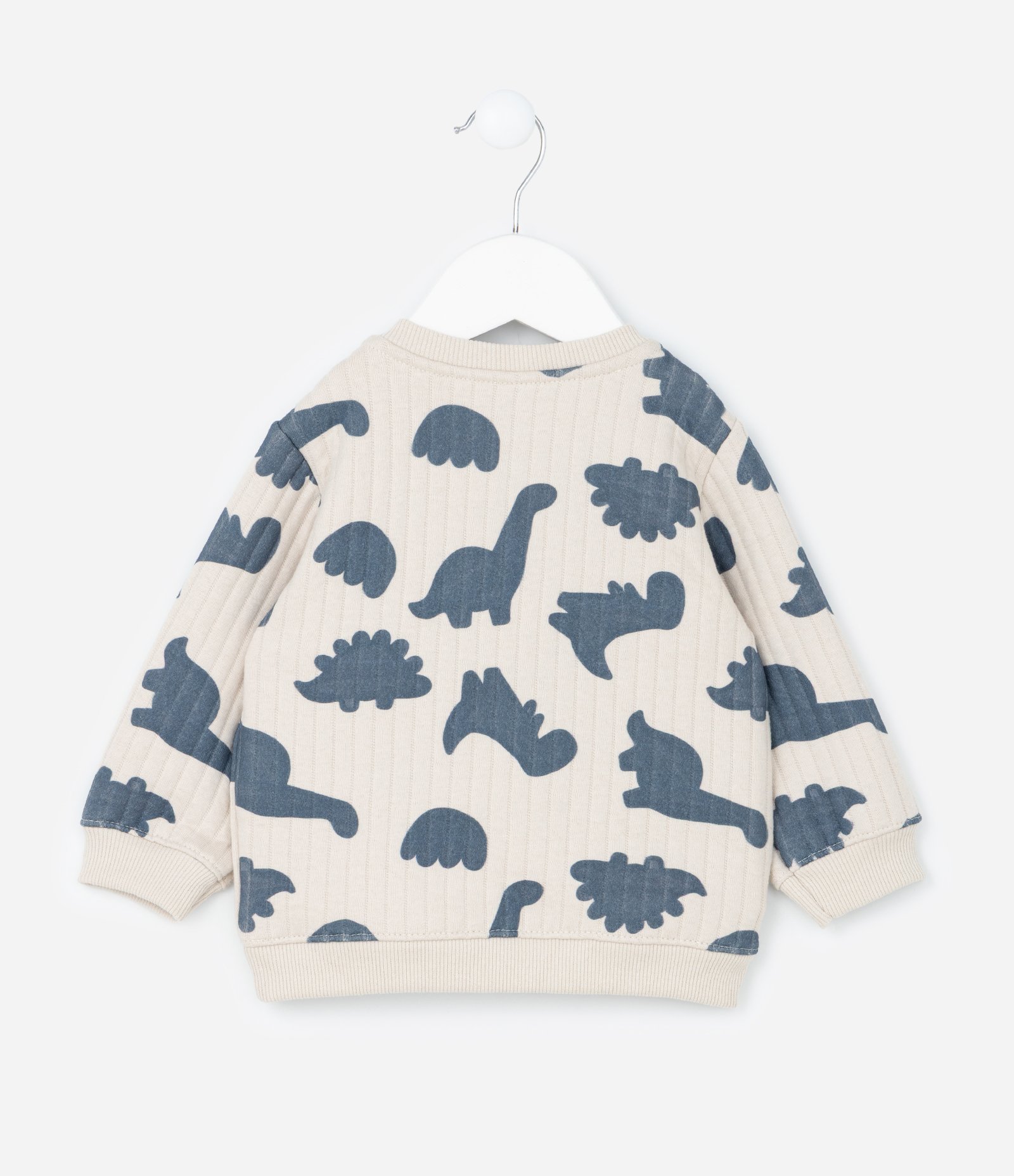 Casaco Infantil com Textura Matelasse e Estampa Dinos - Tam 0 a 18 meses Bege 2