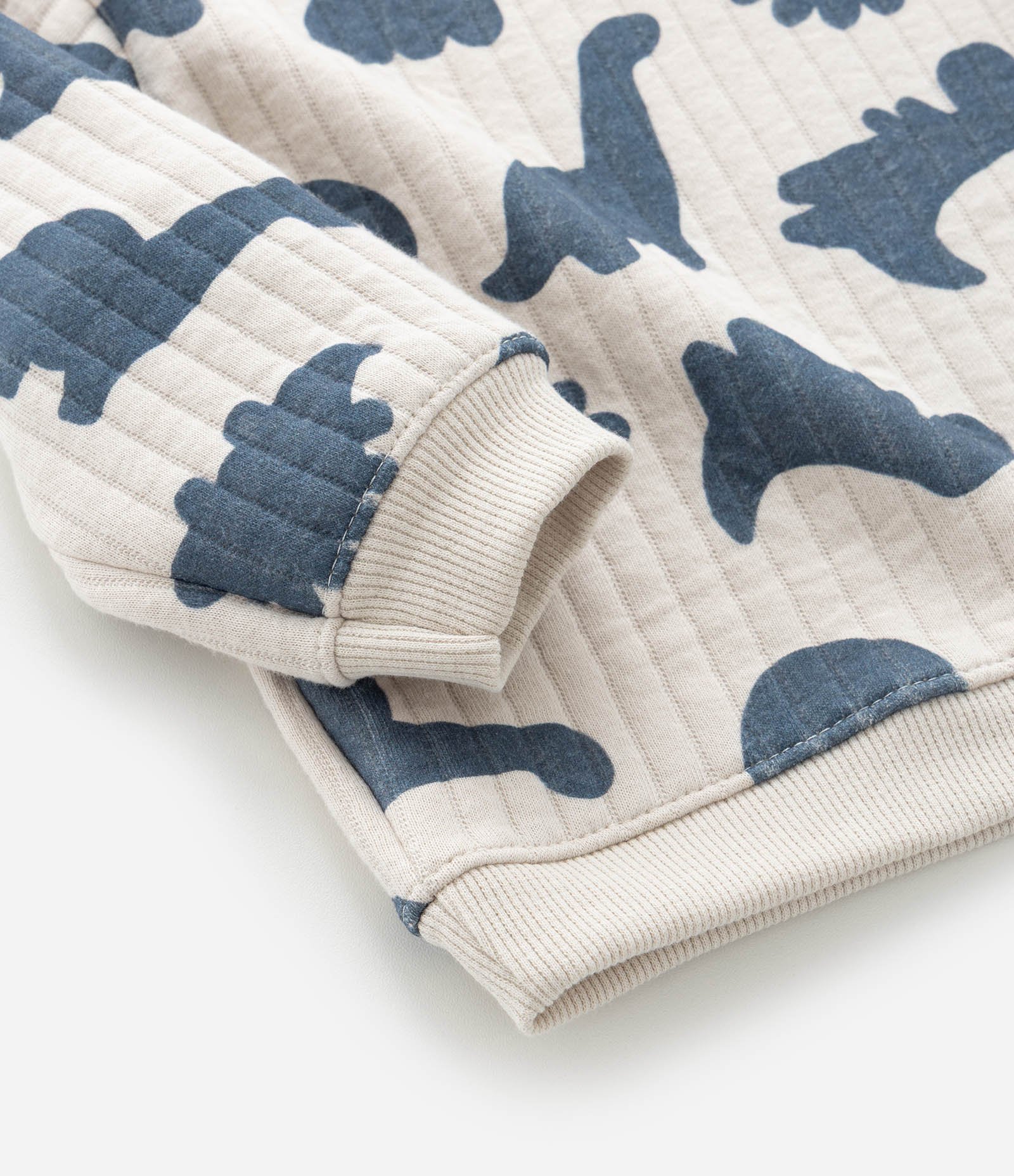 Casaco Infantil com Textura Matelasse e Estampa Dinos - Tam 0 a 18 meses Bege 4