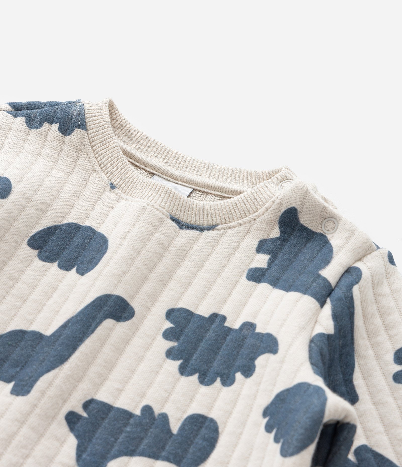 Casaco Infantil com Textura Matelasse e Estampa Dinos - Tam 0 a 18 meses Bege 6