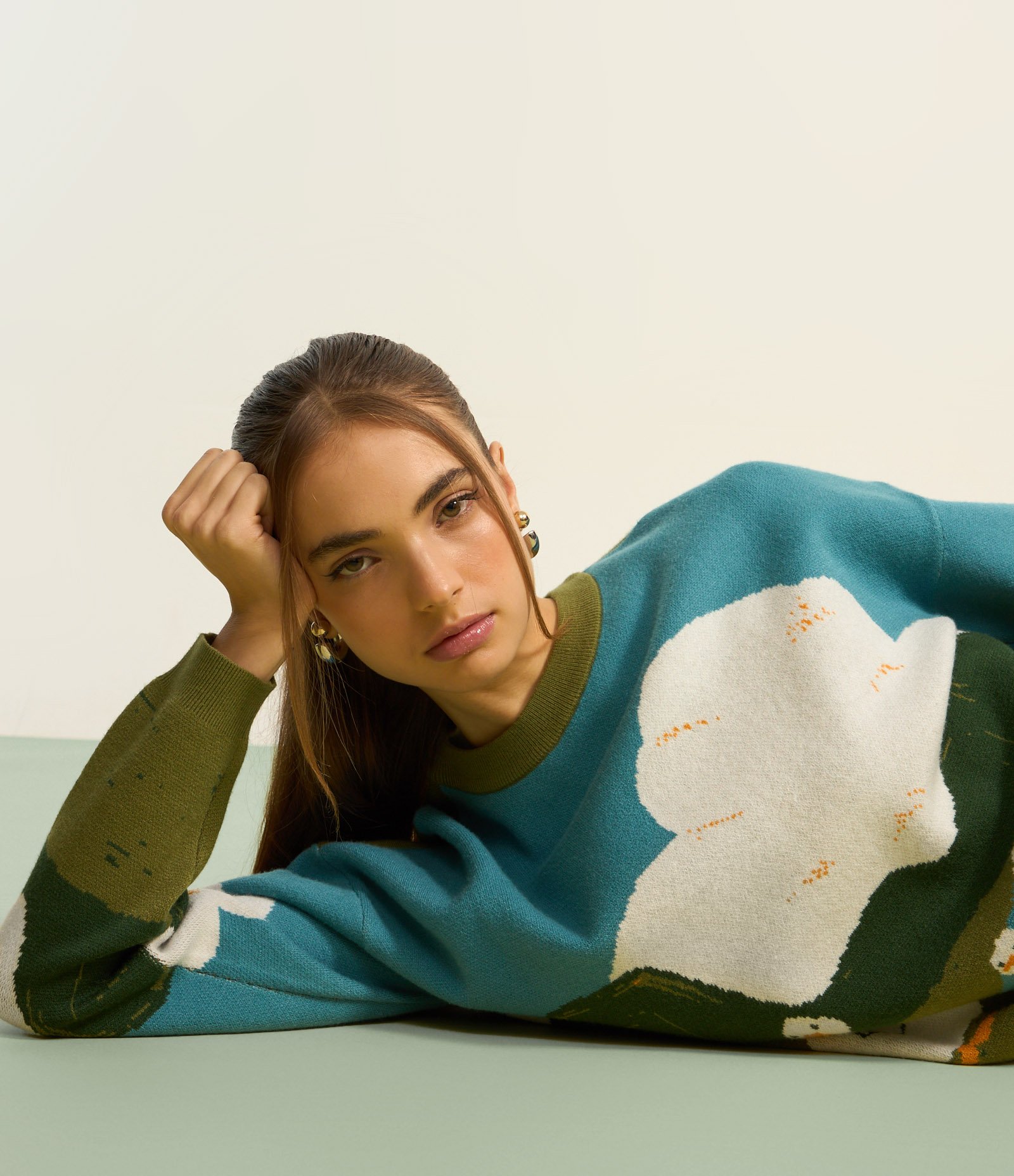 Suéter em Jacquard com Estampa Patinhos na Lagoa Multicores 5