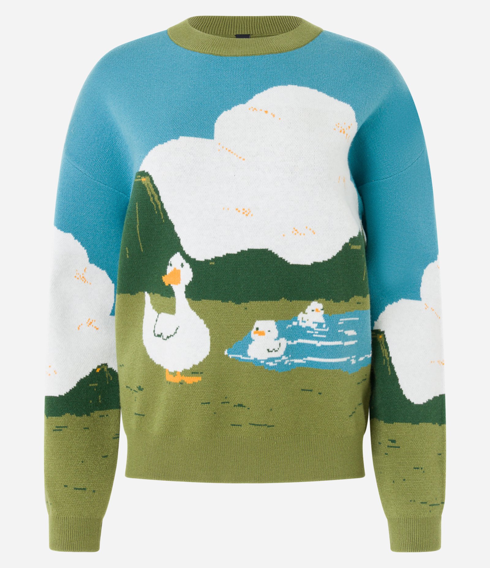 Suéter em Jacquard com Estampa Patinhos na Lagoa Multicores 7