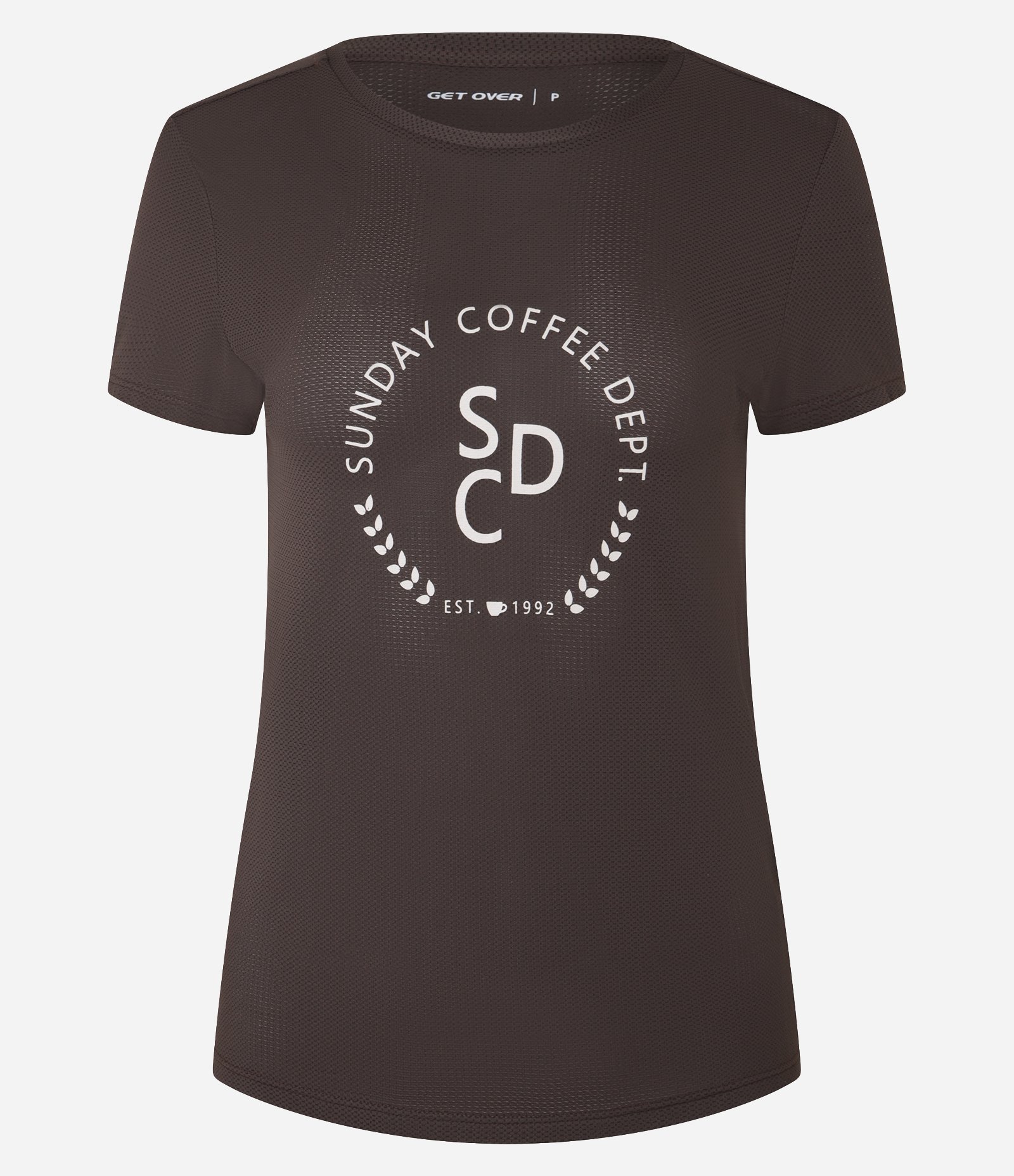 Camiseta Esportiva em Microfibra Texturizada com Estampa Sunday Coffee Marrom 5