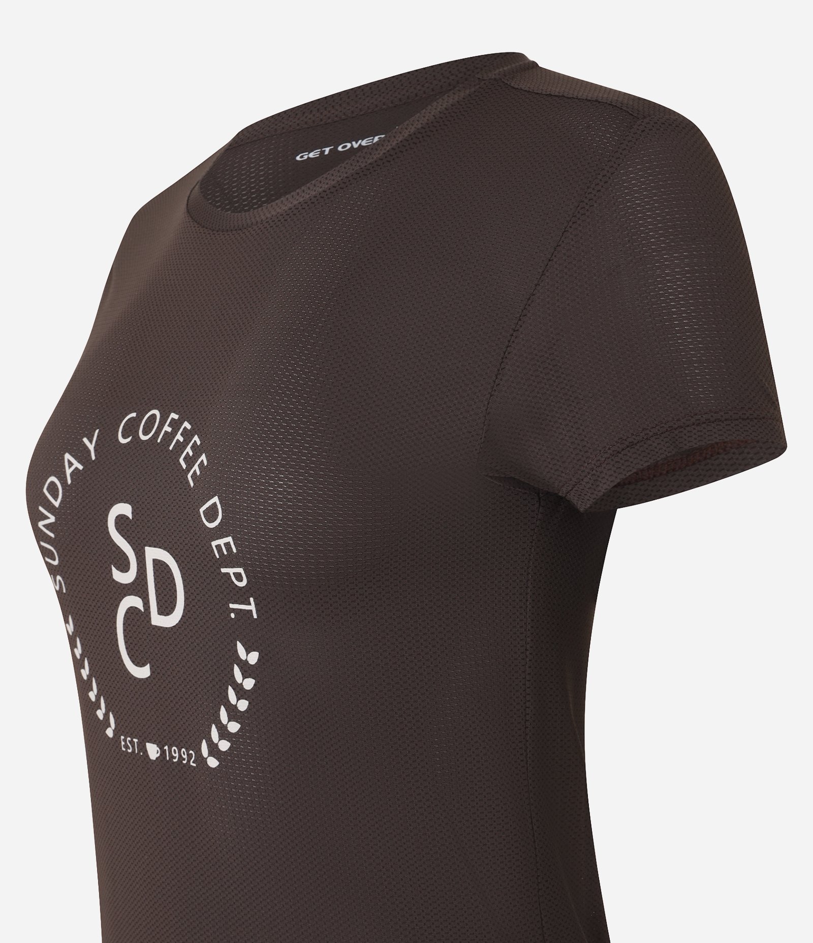 Camiseta Esportiva em Microfibra Texturizada com Estampa Sunday Coffee Marrom 6