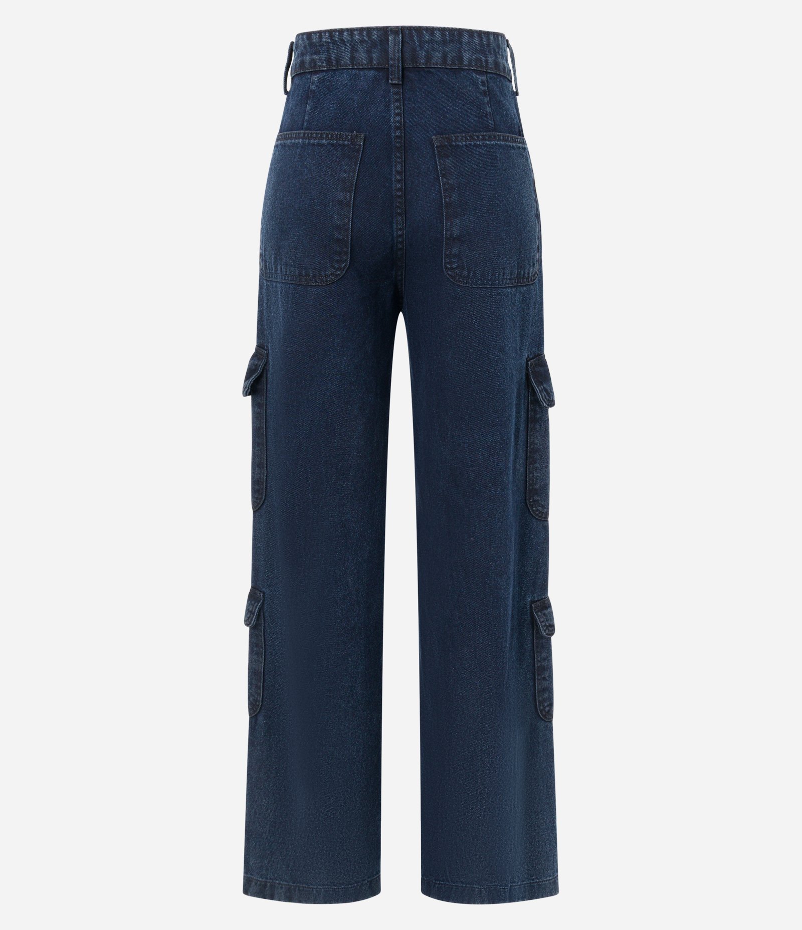 Calça Wide Leg em Jeans com Bolsos Carpinteiro e Cargo Azul 8