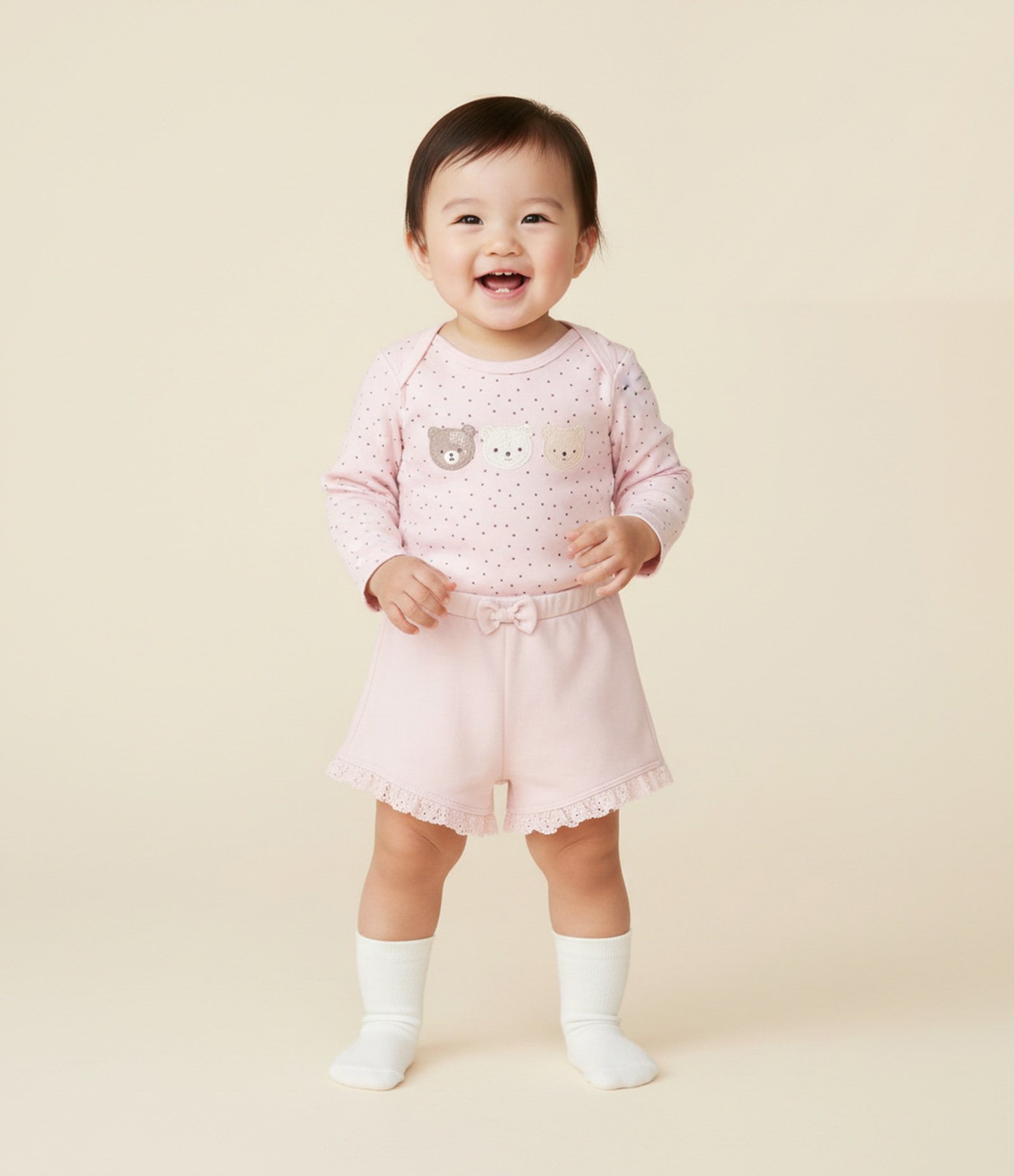 Short Bebê com Babadinhos e Laço - Tam 0 a 18 meses Rosa 1