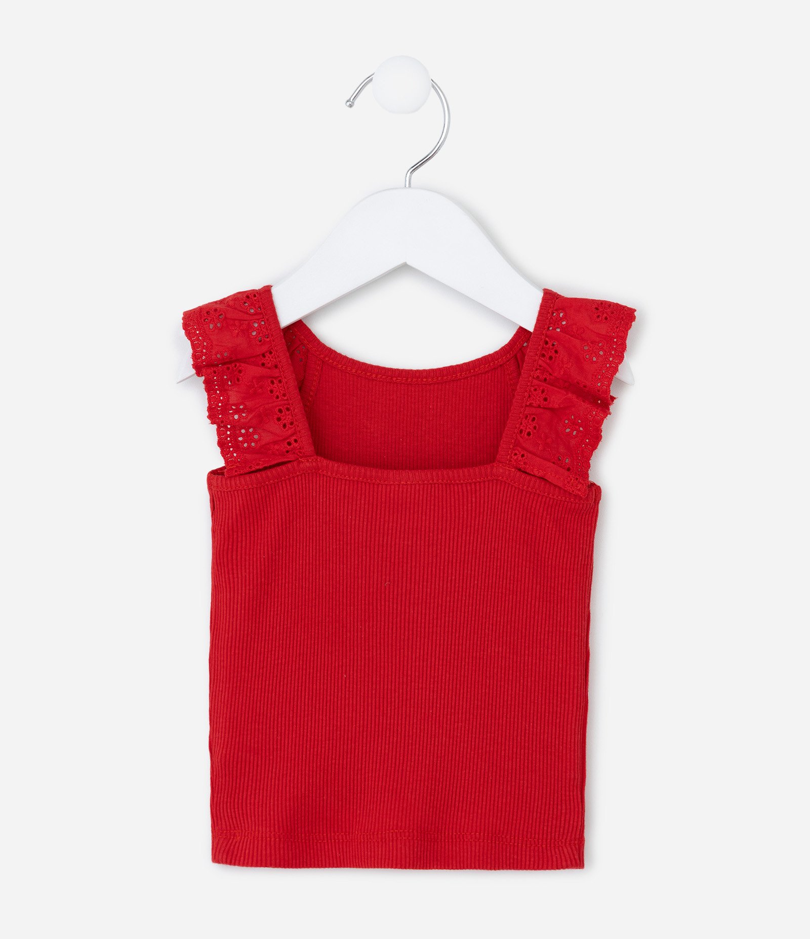 Regata Infantil em Ribana com Babado na Gola - Tam 3 a 18 meses Vermelho 3