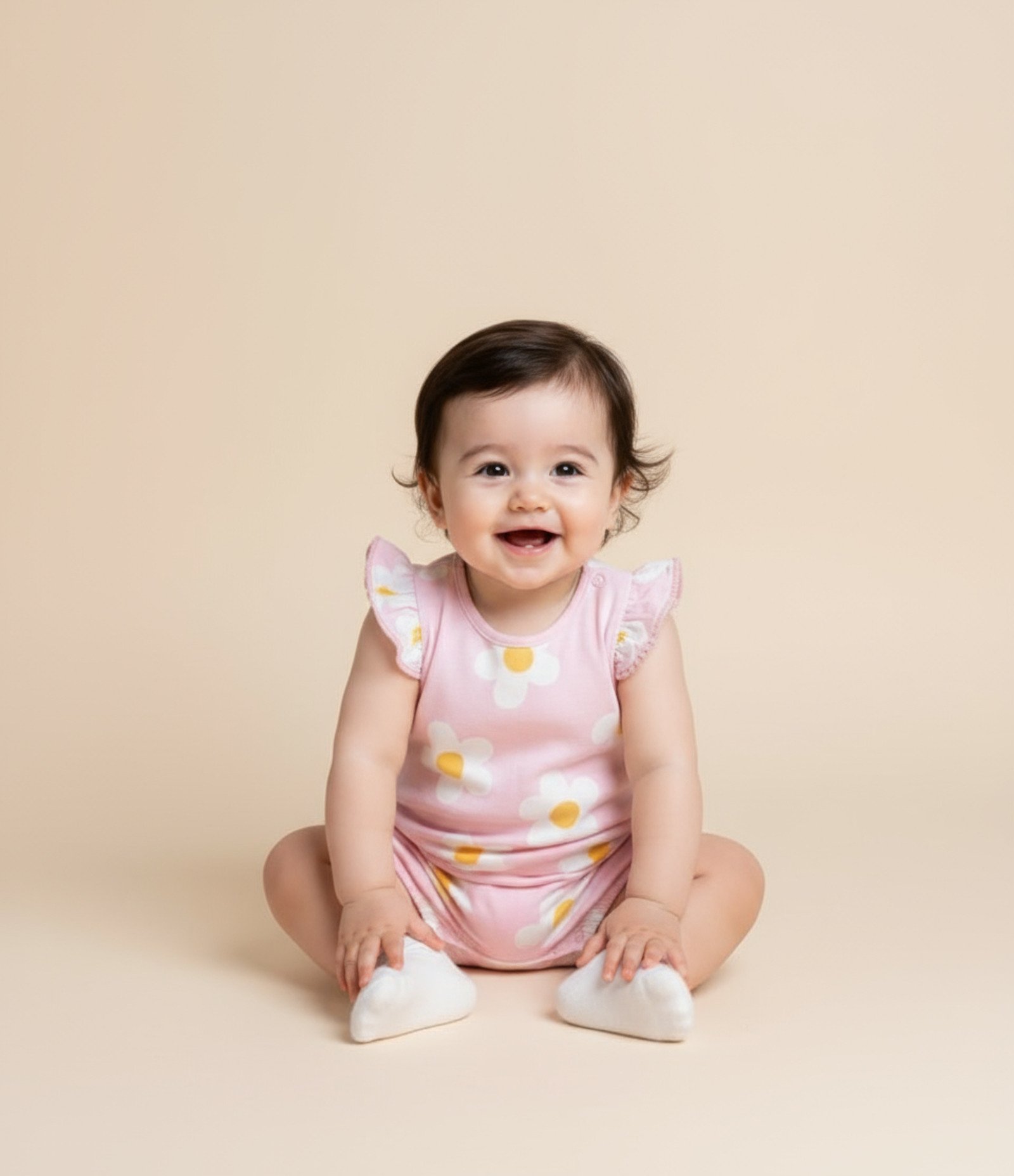 Macaquinho em Suedine com Estampa Floral - Tam 0 a 18 Meses Rosa 1