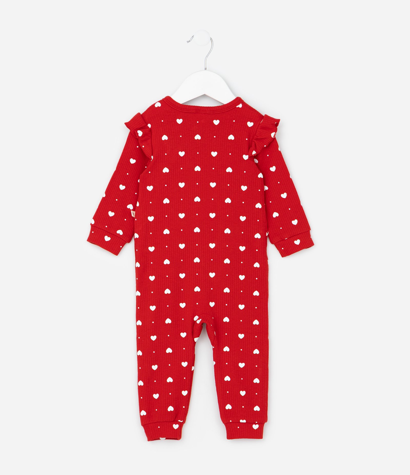 Macacão Infantil com Estampa de Corações e Canelado - Tam RN a 18 Meses Vermelho 4