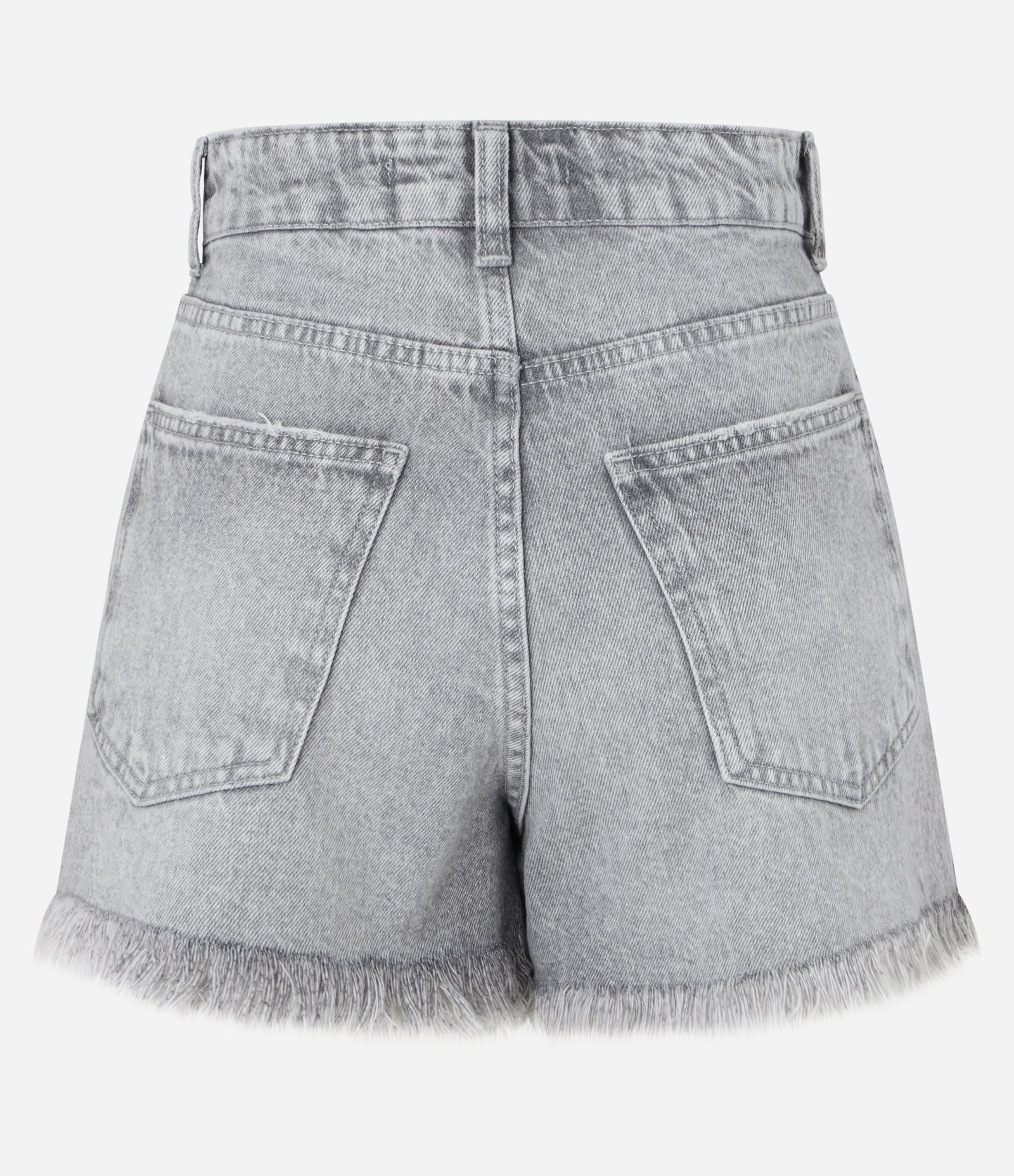 Short Slim em Jeans com Cintura Alta e Pingente de Florzinhas Cinza 7