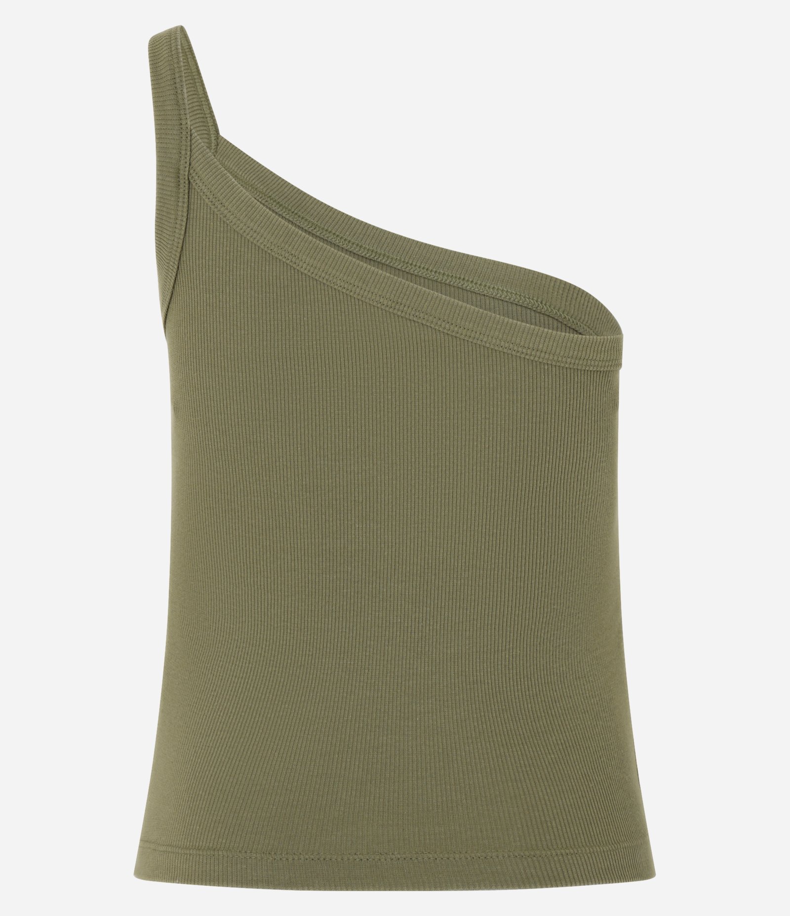 Blusa um Ombro só em Ribana com Textura Leve Verde Oliva 6