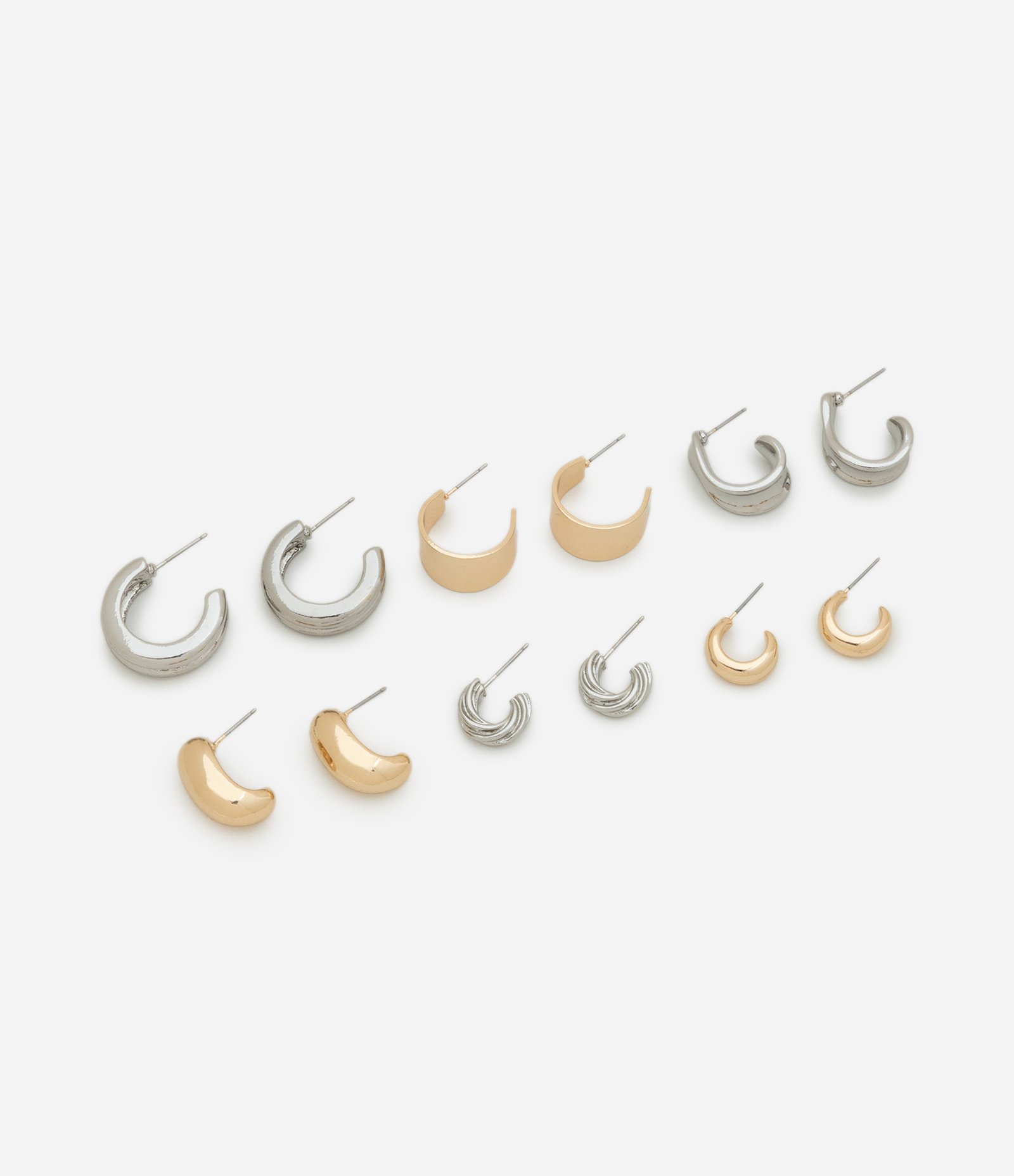 Kit 06 Brincos Argolas com Formas Diversas Dourado/Prata 1